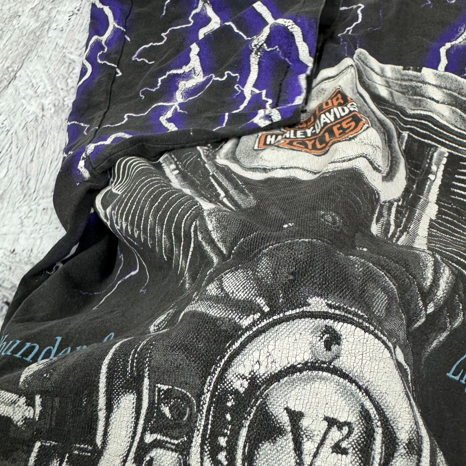 Harley Davidson VTG Harley-Davidson AOP Thunder & Lightning T-Shirt Size US M / EU 48-50 / 2 - 11 Thumbnail
