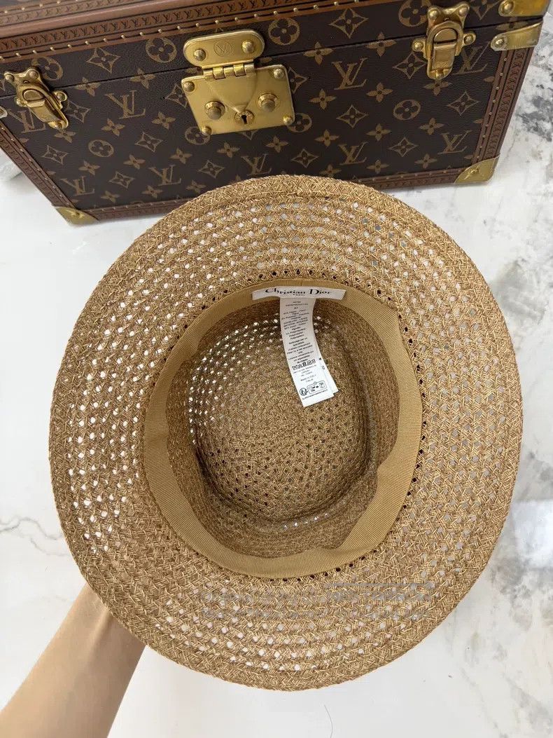 Dior Dior Size57 Pink letter webbing woven straw hat Size ONE SIZE - 2 Thumbnail