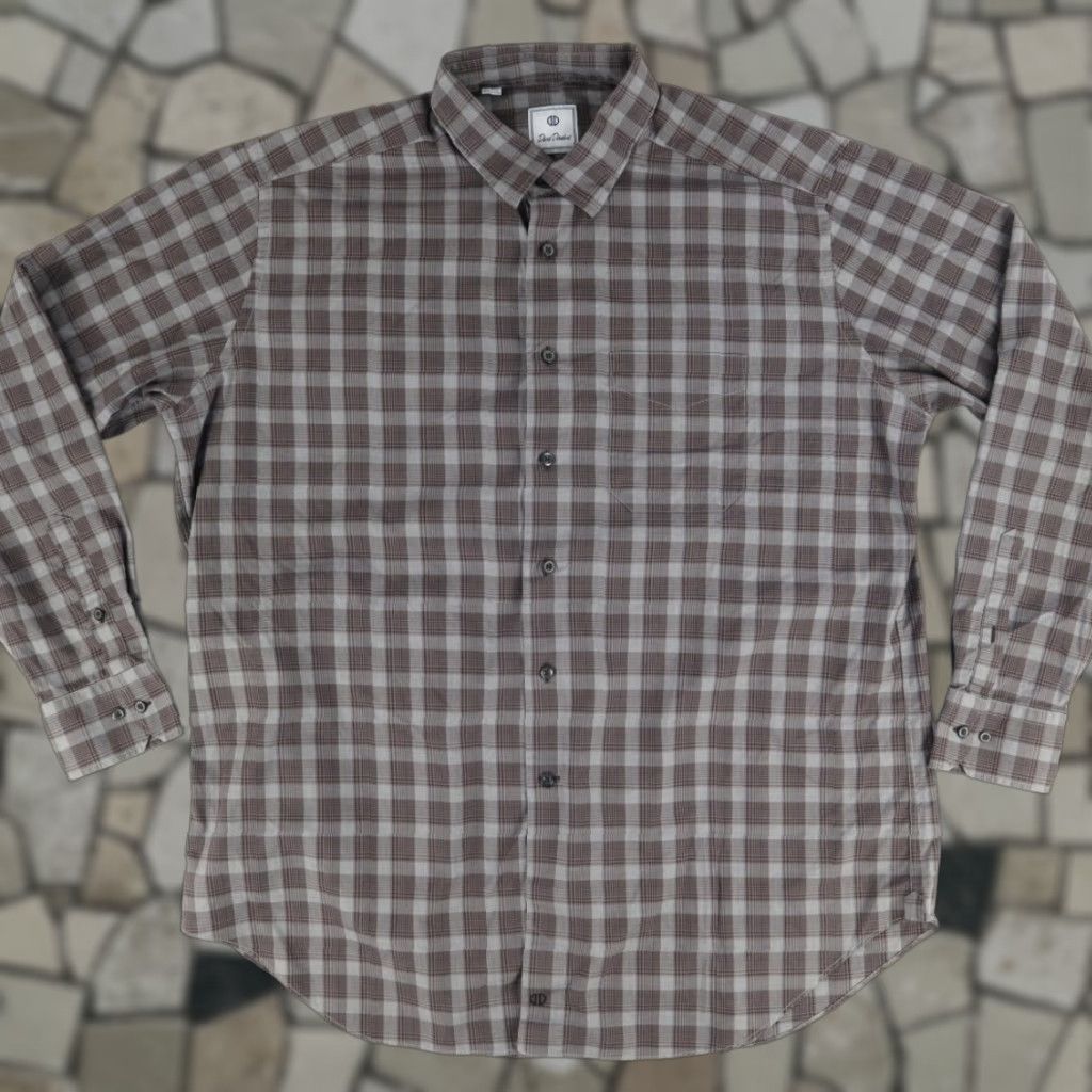 David Donahue David Donahue Cotton Gingham Long Sleeve Button Up Shirt Brown Men's 2XL Size US XXL / EU 58 / 5 - 1 Thumbnail
