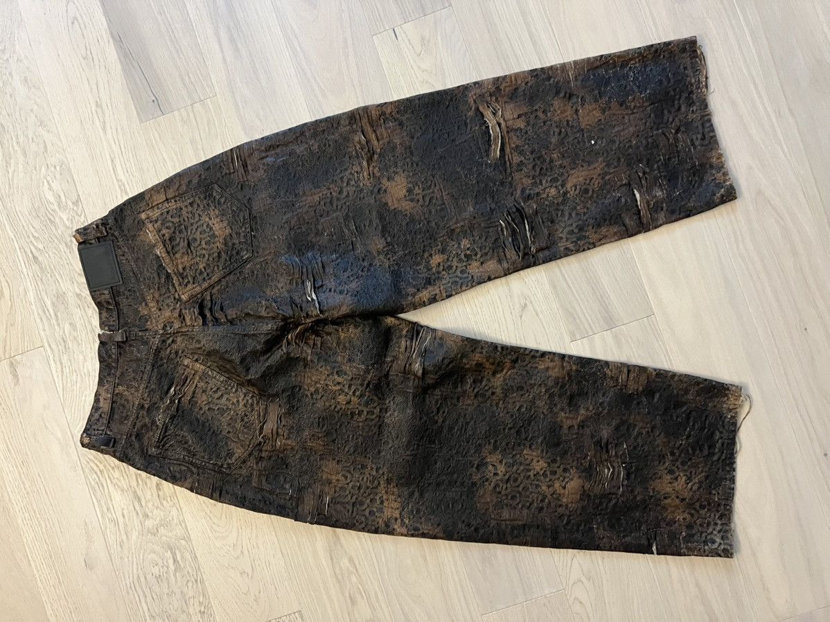 Acne Studios Brown Super Baggy Printed Distressed Jeans Size US 32 / EU 48 - 3 Thumbnail