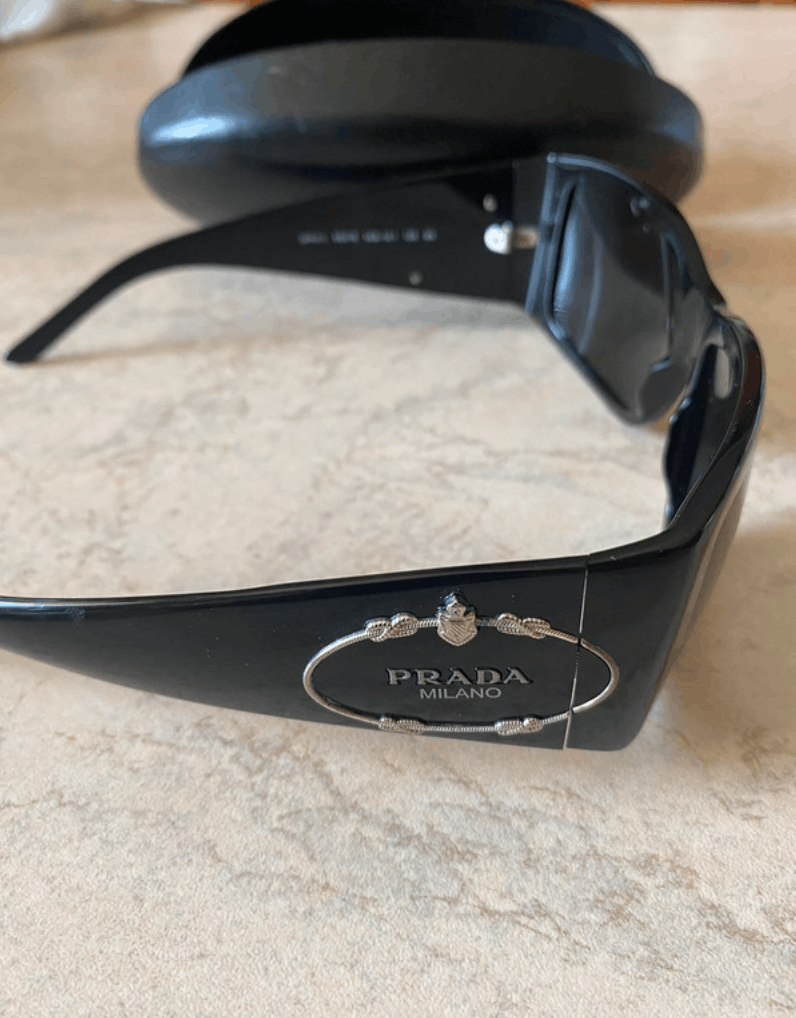 PRADA Sunglasses Rectangle Wrap Shield Metal Symbole RI919