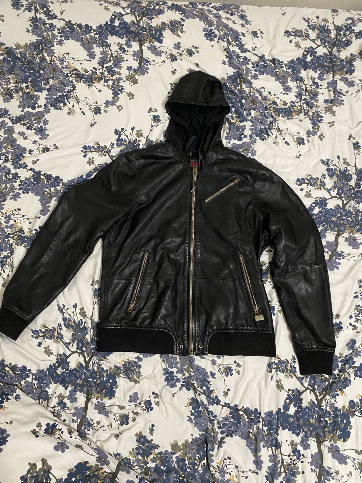 Diesel leather jacket with hood