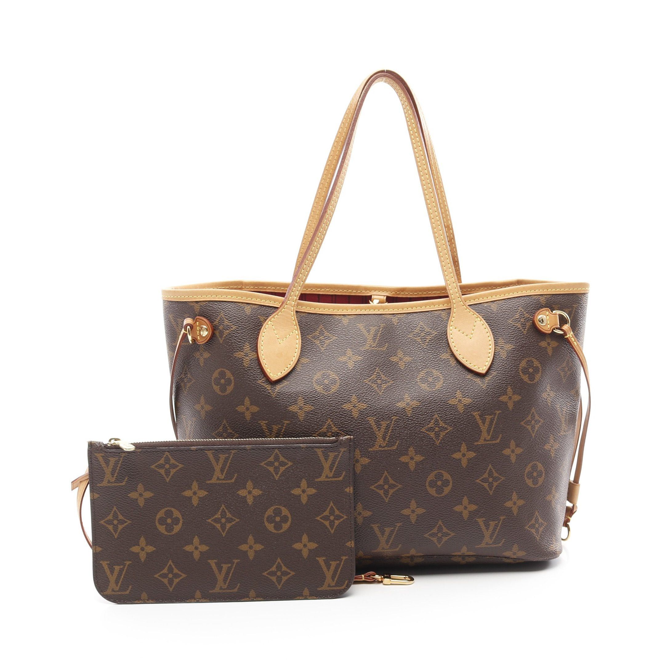 Louis Vuitton Louis Vuitton Neverfull Pm Monogram Fuchsia Handbag Tote Bag Leather Brown Size ONE SIZE - 1 Thumbnail