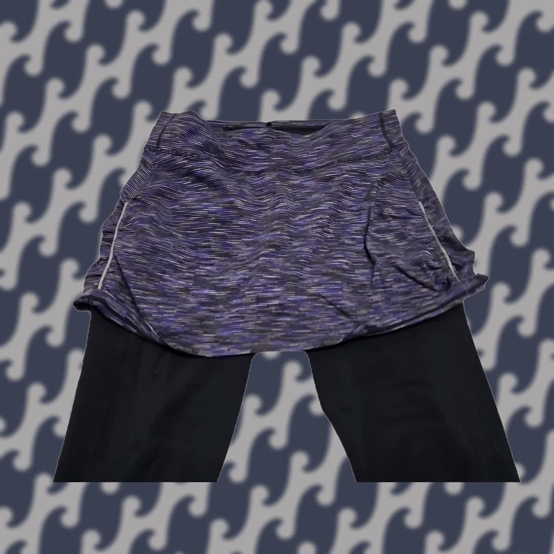 Athleta Athleta Skort Leggings Women M Black Purple Capris Running Tennis Gym Yoga Pockets Elastic Waist Size 32" / US 10 / IT 46 - 1 Thumbnail
