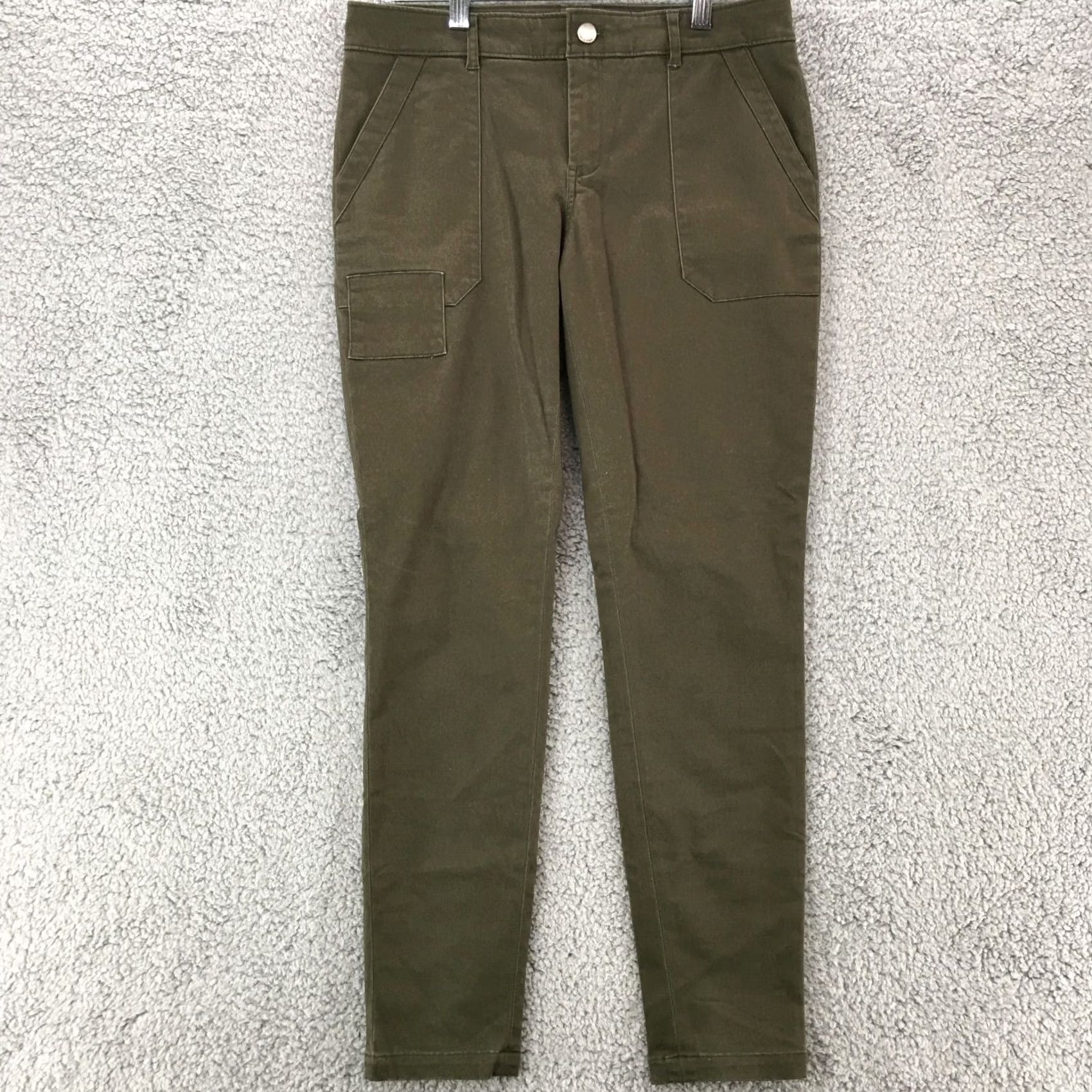 Calvin Klein Calvin Klein Chino Pants Womens 4 Green Button Zip Fly Side Pockets Mid Rise Flat Front Slim Berry? Size 27" / US 4 / IT 40 - 2 Thumbnail