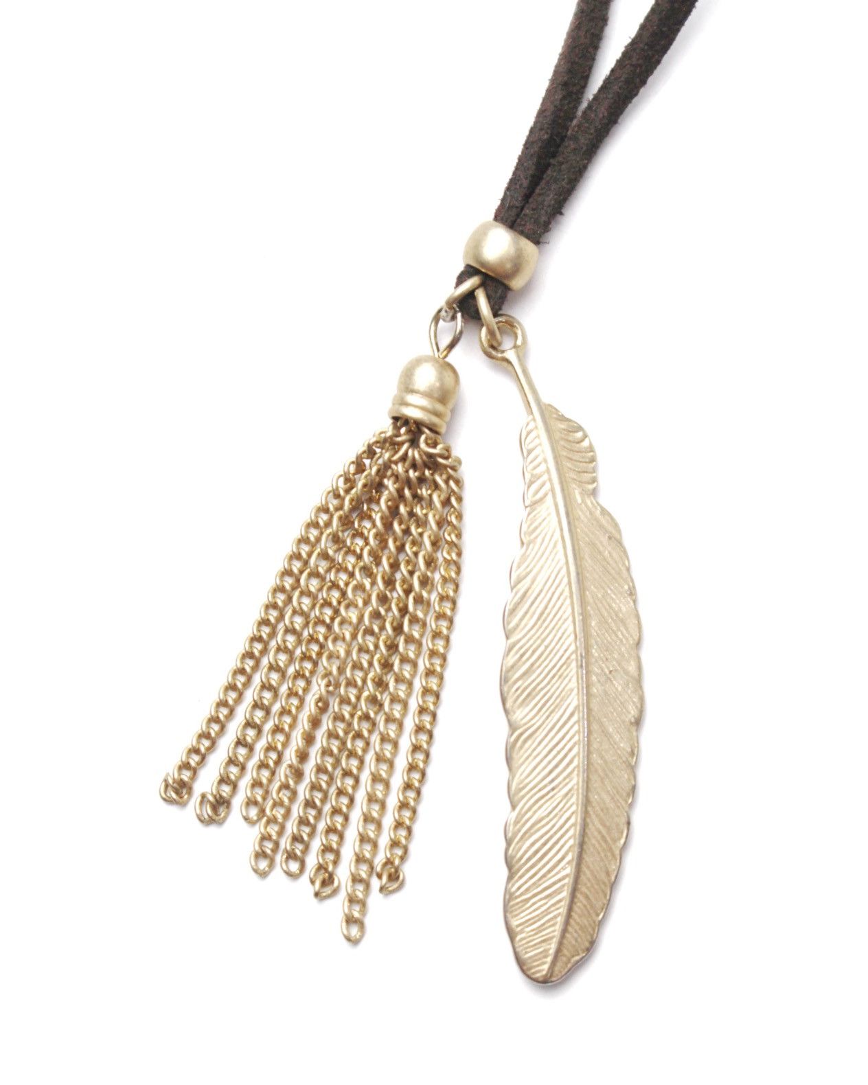 Vintage 2000S JAPANESE MADE NAVAJO GOLDEN FEATHER & TASSEL NECKLACE Size ONE SIZE - 1 Thumbnail