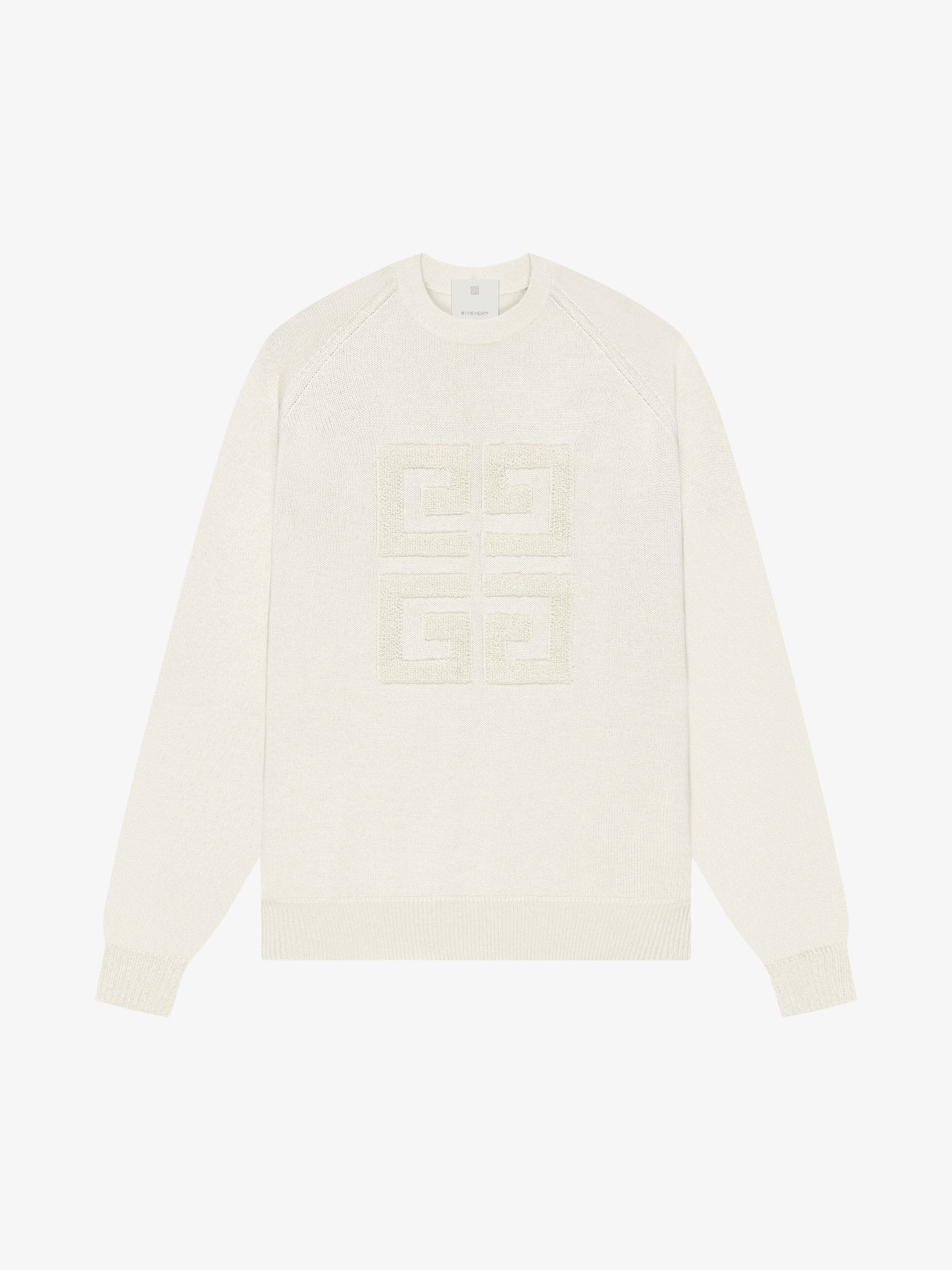 o1w1db10825 Bicolor Crewneck Sweater Front 4G in Ivory