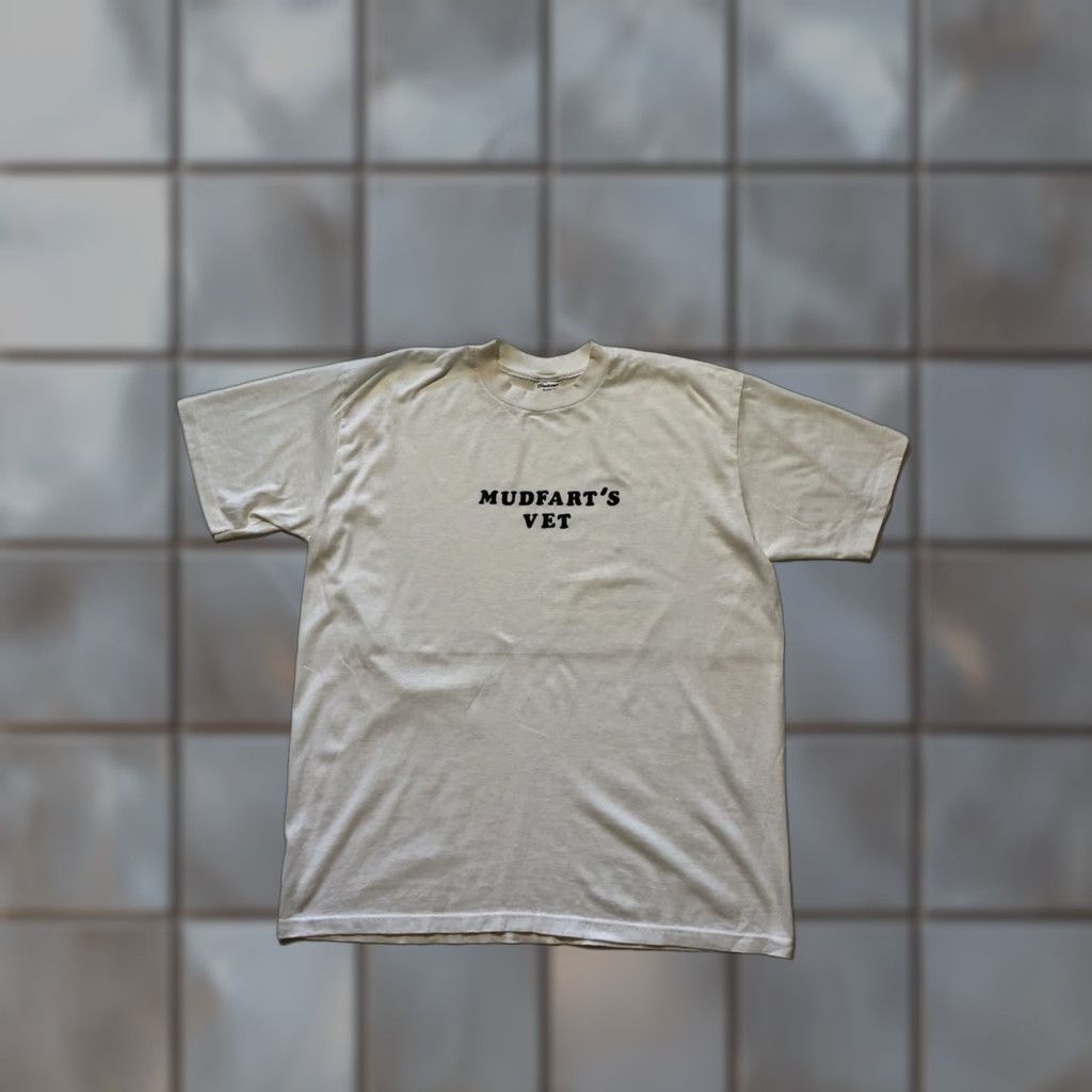 FELT VINTAGE Stedman Super 50 Mudfarts Vet Felt Letter 50/50 White T-Shirt XL Womens Mens Girls Boys Size US XL / EU 56 / 4 - 1 Thumbnail