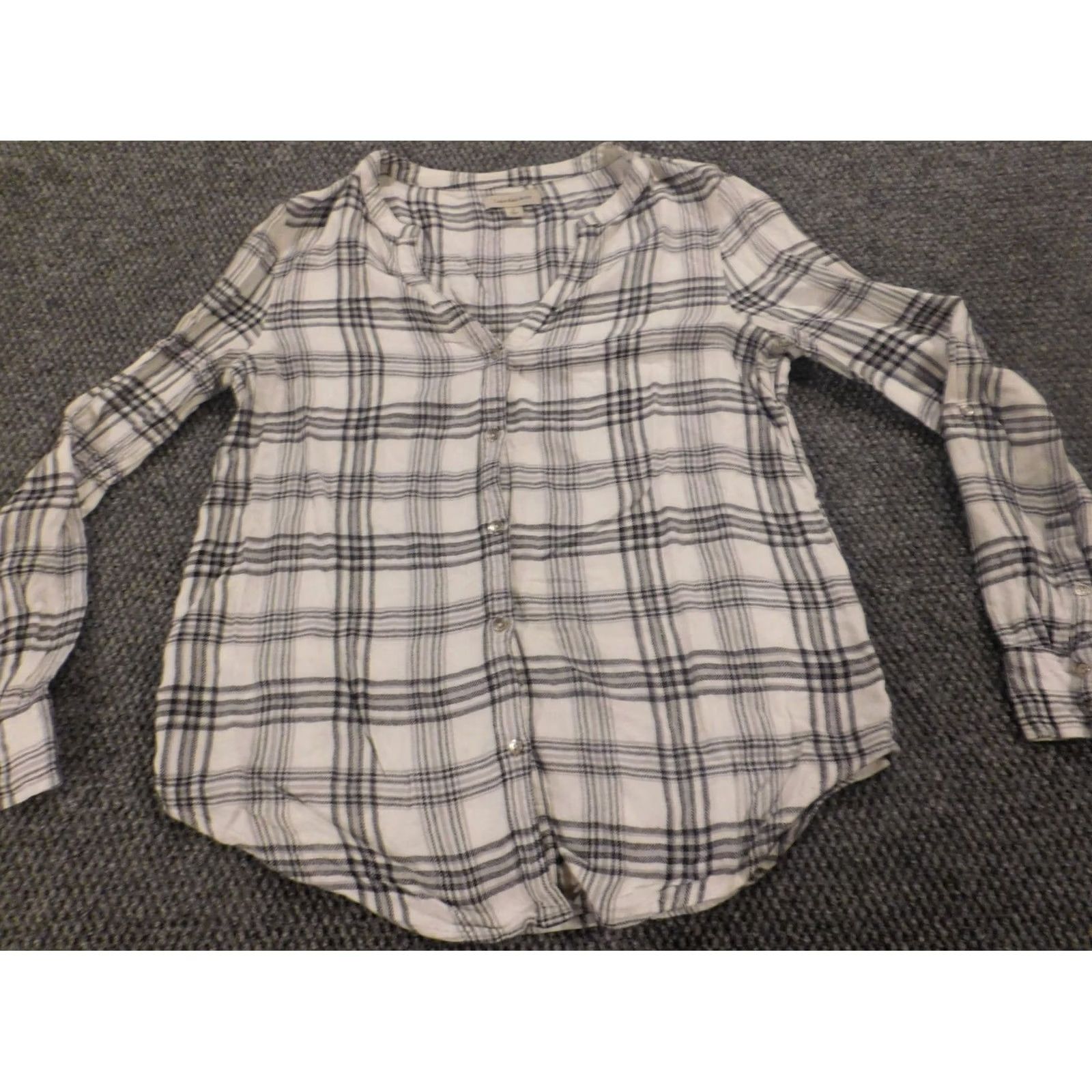 Calvin Klein Calvin Klein Blouse Women S Gray Plaid Crew Neck Long Sleeve Pullover Casual Viscose Rayon Regular Stretch Classic Basic Size S Size S / US 4 / IT 40 - 4 Thumbnail