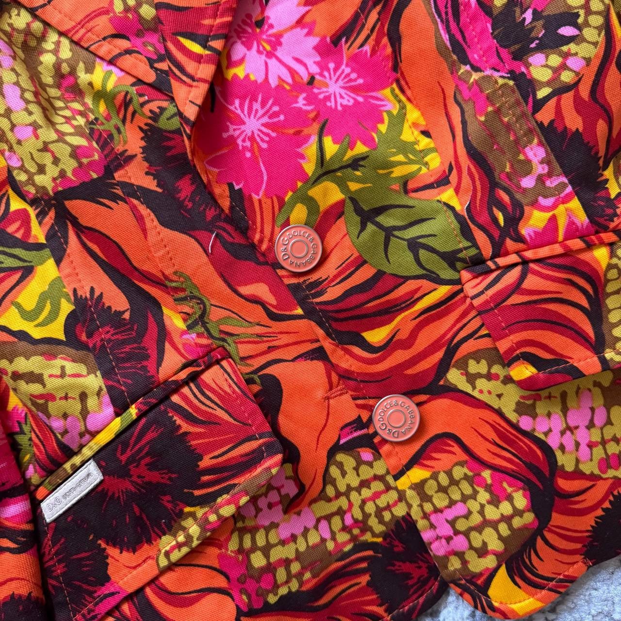 Dolce & Gabbana Dolce Gabbana Archive Neon Orange Pink Floral Blazer Jacket Size M / US 6-8 / IT 42-44 - 5 Thumbnail