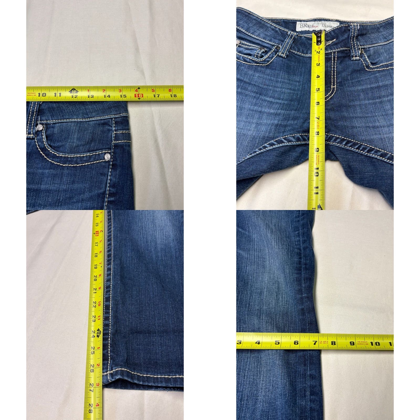 BKE BKE Dakota Jeans Womens Size 26x27 Dark Wash Straight Leg 5-Pocket Embroidered Logo Contrast Stitch Leather Patch Size 26" / US 2 / IT 38 - 9 Thumbnail