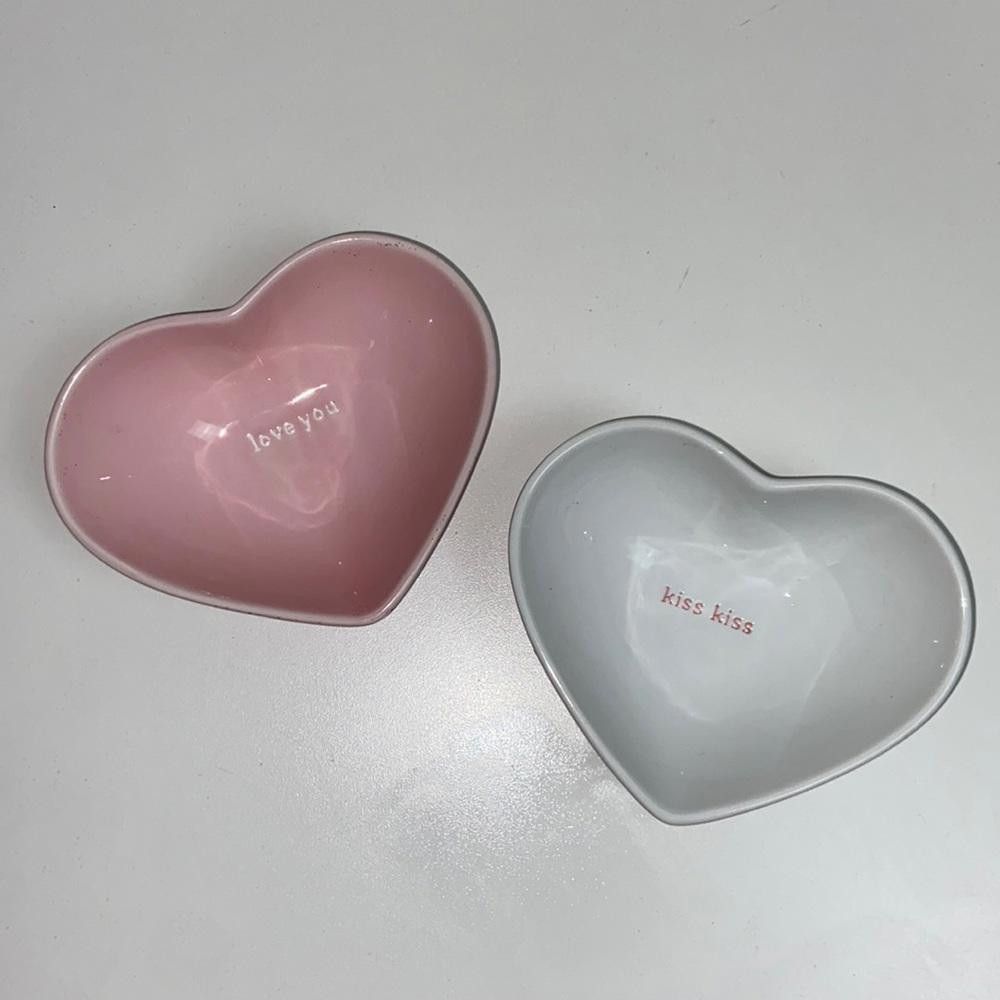 Designer Heart Shaped Ceramic Bowls Set of 2 Size ONE SIZE - 1 Thumbnail