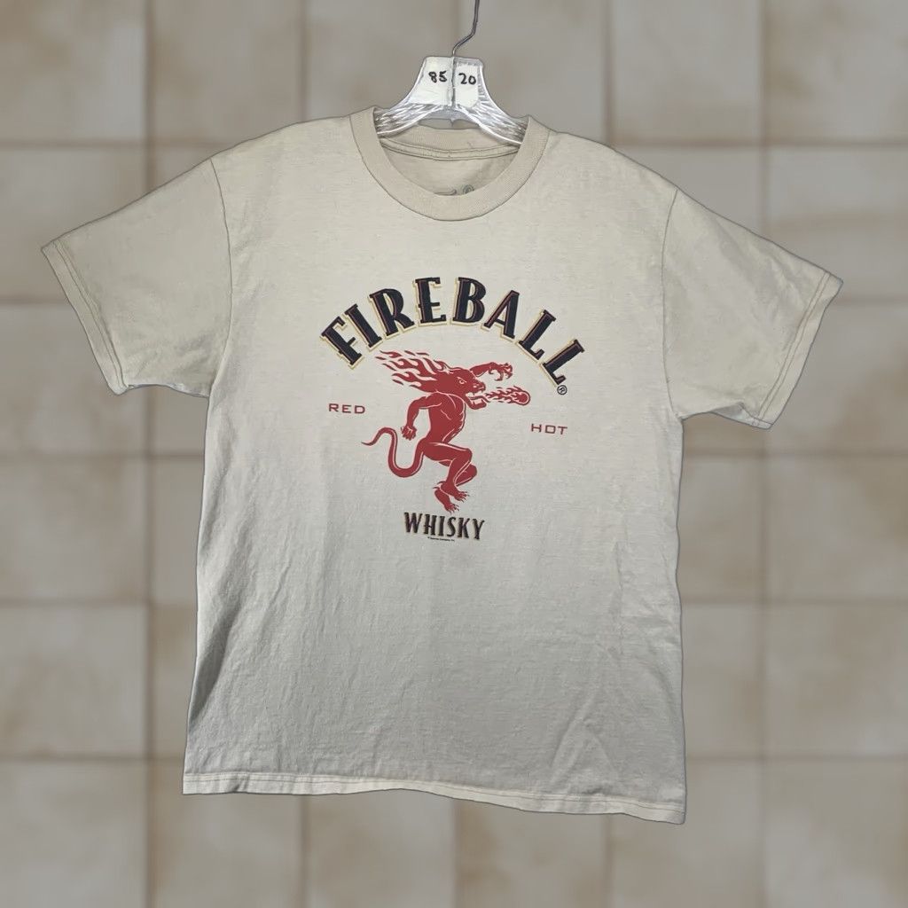 Vintage VINTAGE Fireball Whiskey Dragon Men's T-Shirt Medium Crew Neck Graphic Tee 2020s Fire Theme Cottons Size US M / EU 48-50 / 2 - 1 Thumbnail