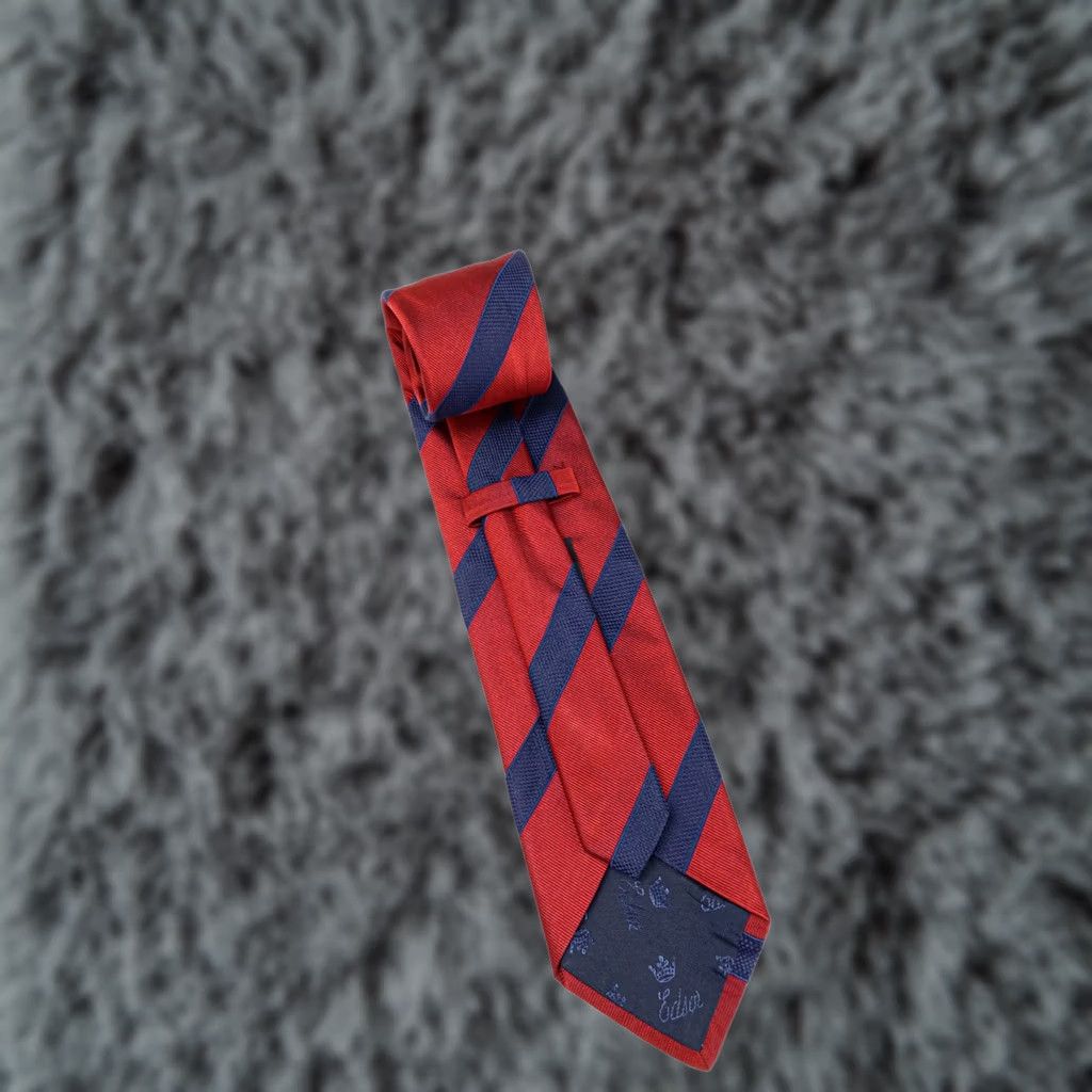 Vintage Edsor Tie Men's ONE SIZE Pure Silk Patterned Red And Blue Handmade Size ONE SIZE - 1 Thumbnail