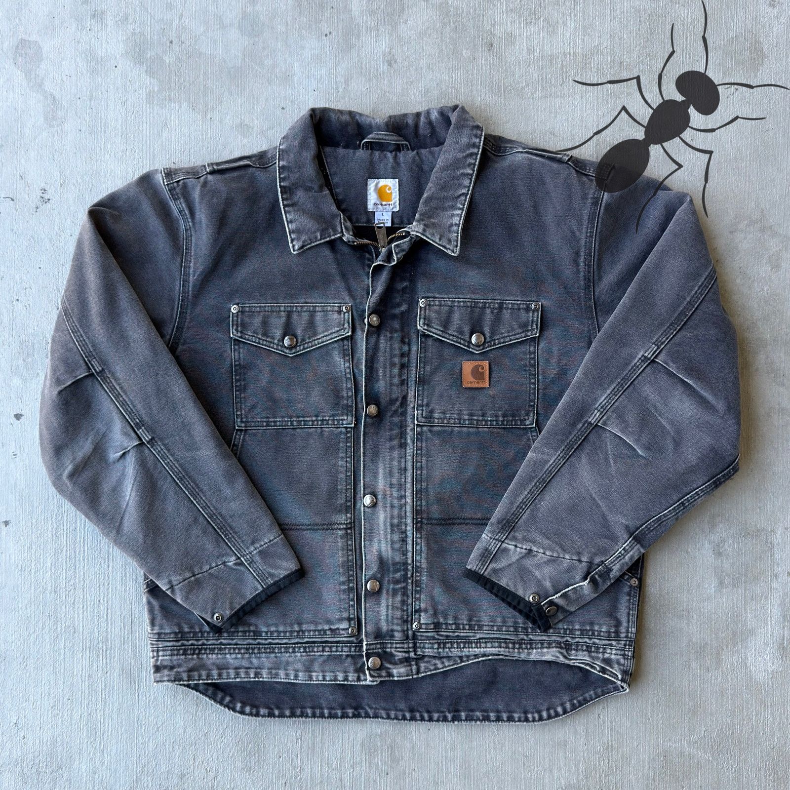 Carhartt × Vintage Carhartt faded black button up work wear jacket Size US L / EU 52-54 / 3 - 1 Thumbnail