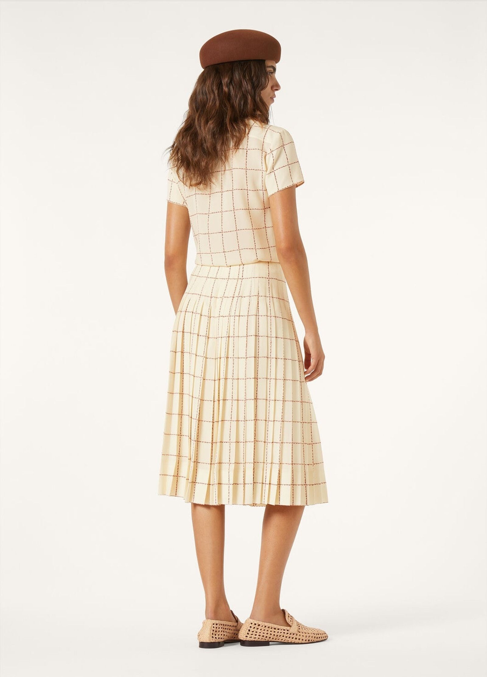Loro Piana o1srvl11e0526 FAP3865 Clea Midi Skirt in Cream/Brown Size 25" / US 0 / IT 36 - 5 Thumbnail