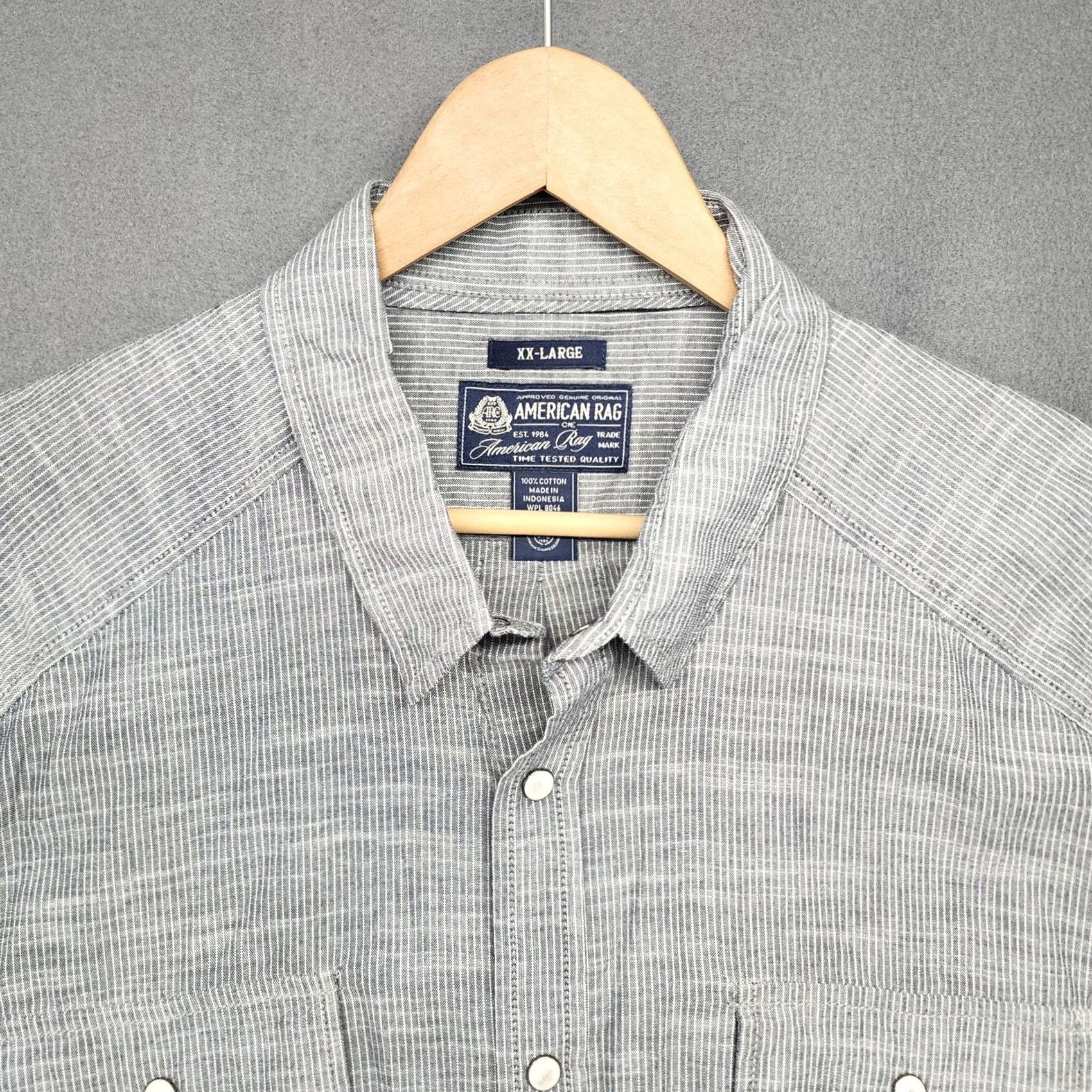 Vintage VINTAGE American Rag Shirt Mens 2XL Short Sleeve Pearl Snap Blue Woven 100% Cotton NEW Size US XXL / EU 58 / 5 - 7 Thumbnail
