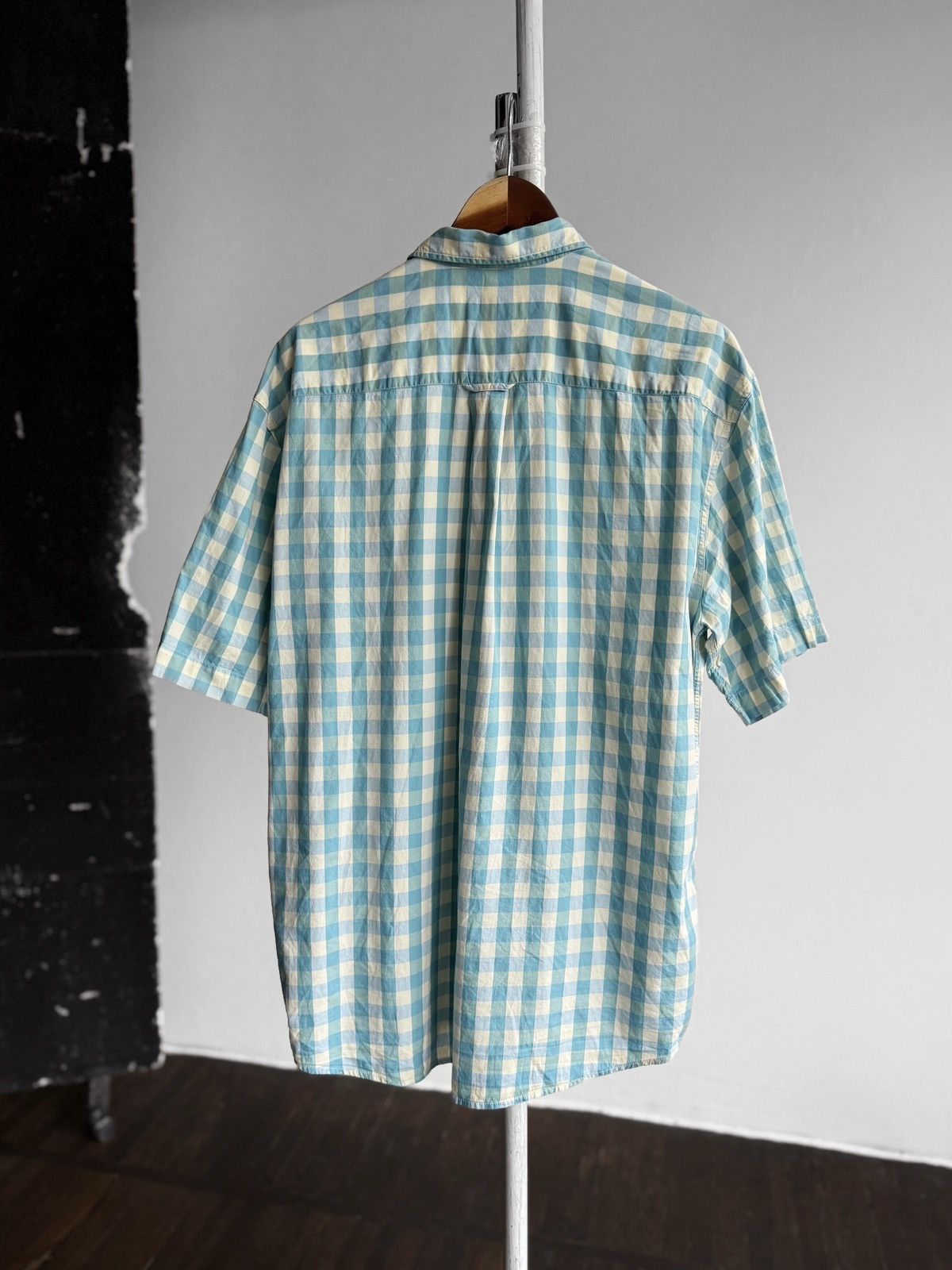 Hugo Boss Hugo Boss Blue Beige Check Short Sleeve Button Down Shirt Size US XL / EU 56 / 4 - 2 Thumbnail