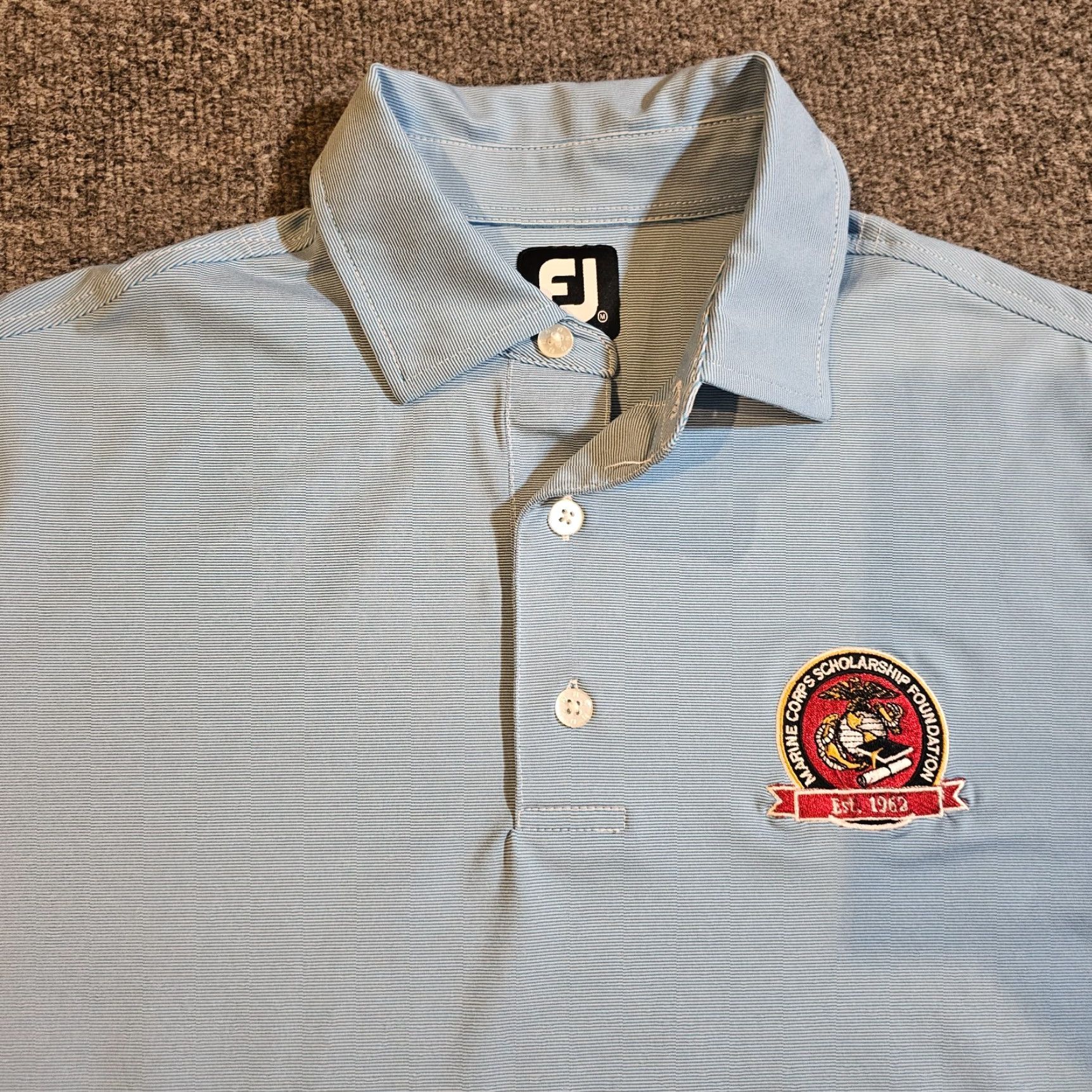 Footjoy Footjoy Polo Shirt Men Medium Blue Stripe Marine Corp USMC Golf Stretch Casual Basic Size US M / EU 48-50 / 2 - 2 Thumbnail