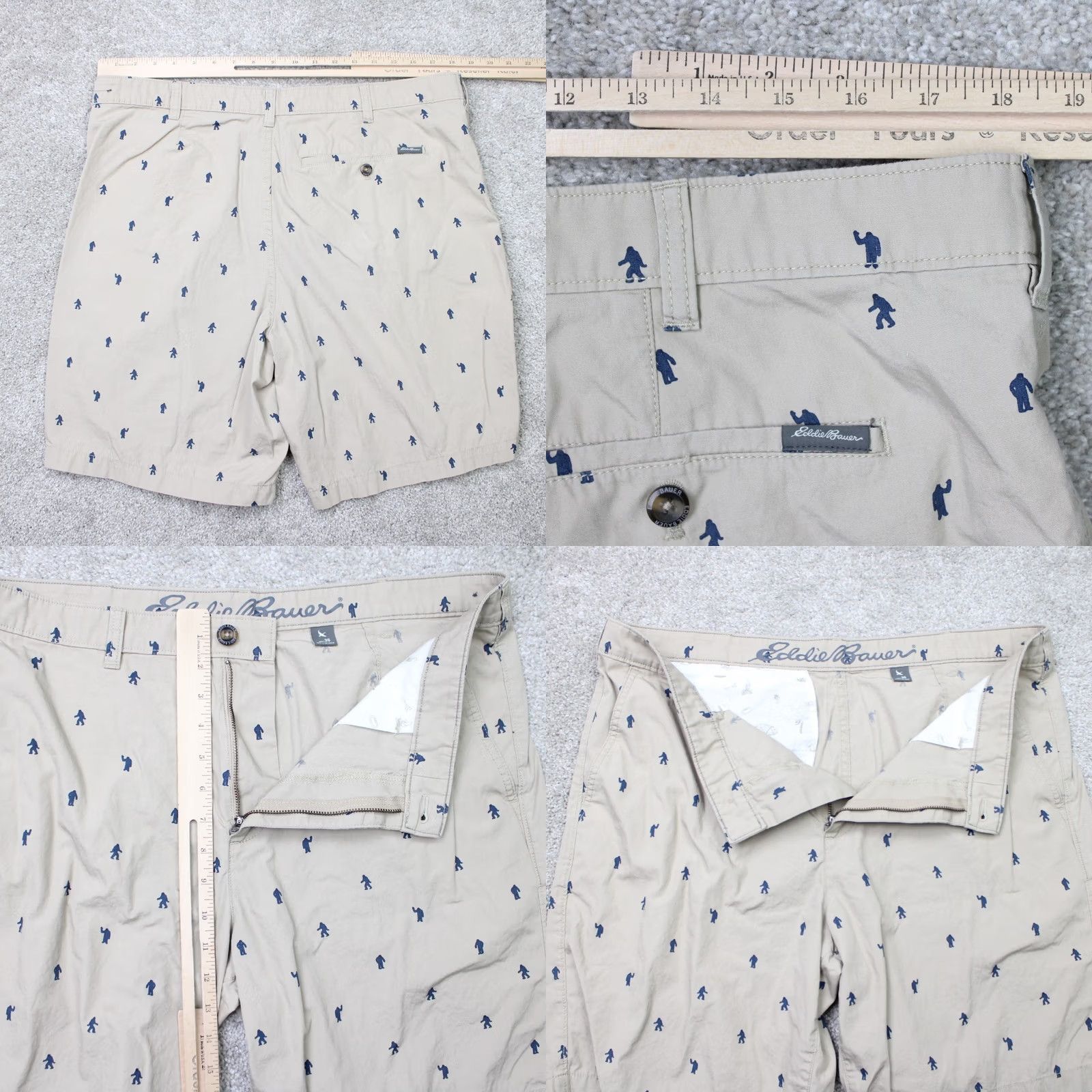 Eddie Bauer Eddie Bauer Chino Shorts Mens 36 Brown All Over Print Geometric AOP 9" Inseam Regular Fit 100% Cotton Size US 36 / EU 52 - 8 Thumbnail