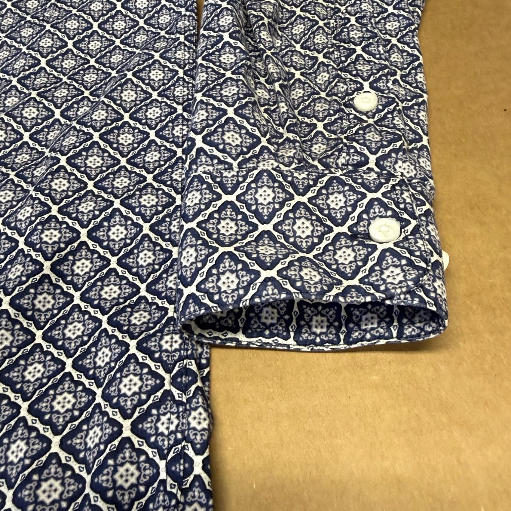 Vintage Panhandle Mens Medium Blue Geometric Long Sleeve Button-Down Shirt Shirt casual Western Stretch Size US M / EU 48-50 / 2 - 2 Thumbnail