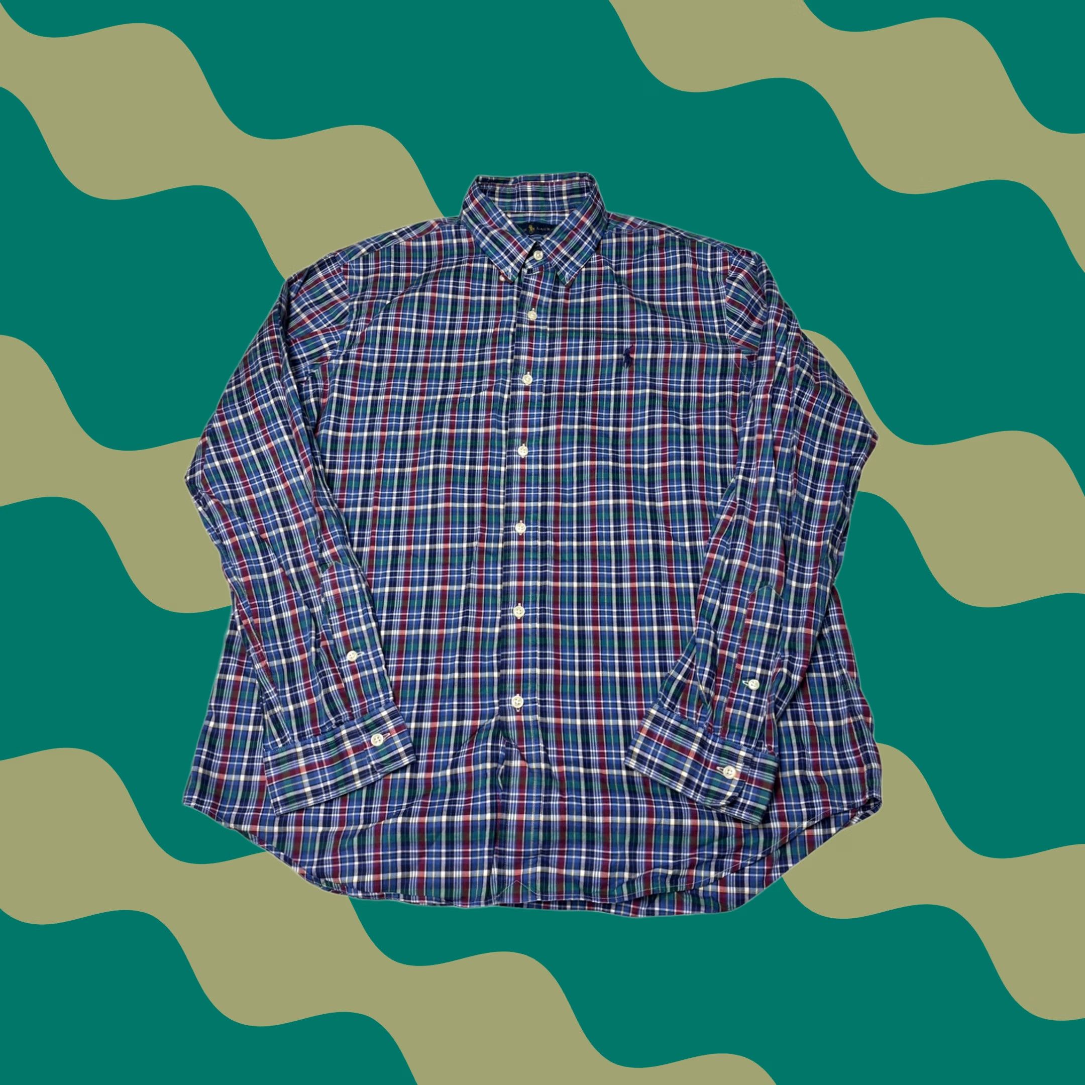 Polo Ralph Lauren Polo Ralph Lauren Mens L Plaid Button Down Shirt Blue Green Red Cotton L/G Size US L / EU 52-54 / 3 - 1 Thumbnail