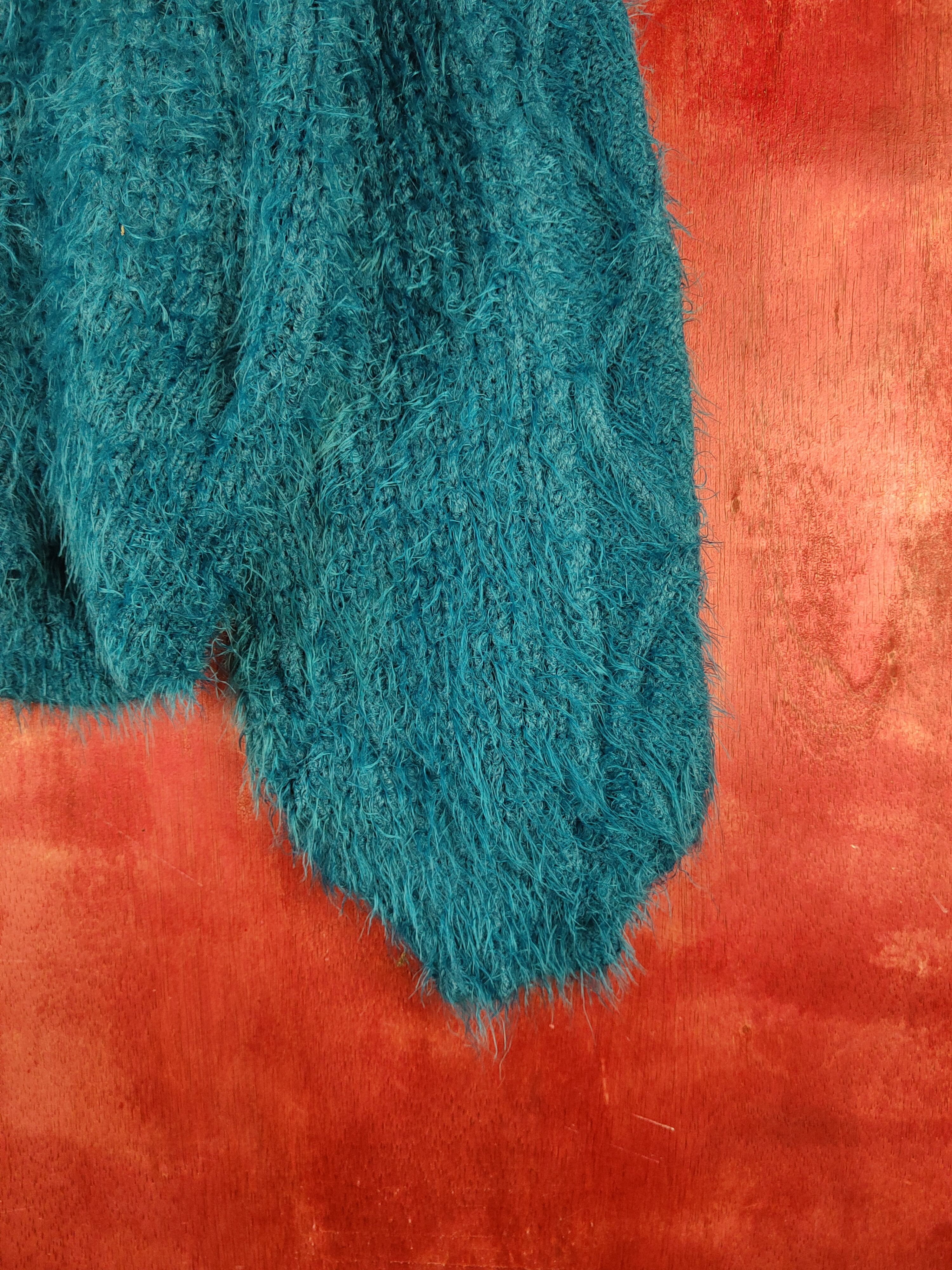 Homespun Knitwear × Japanese Brand Jouetie Turqouise Shag Shaggy Fur Mohair Knitwear #S2185 Size M / US 6-8 / IT 42-44 - 6 Thumbnail