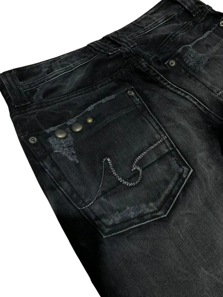 14th Addiction Crazy Flare denim washed black studded Maru rocky jeans Size US 30 / EU 46 - 12 Thumbnail