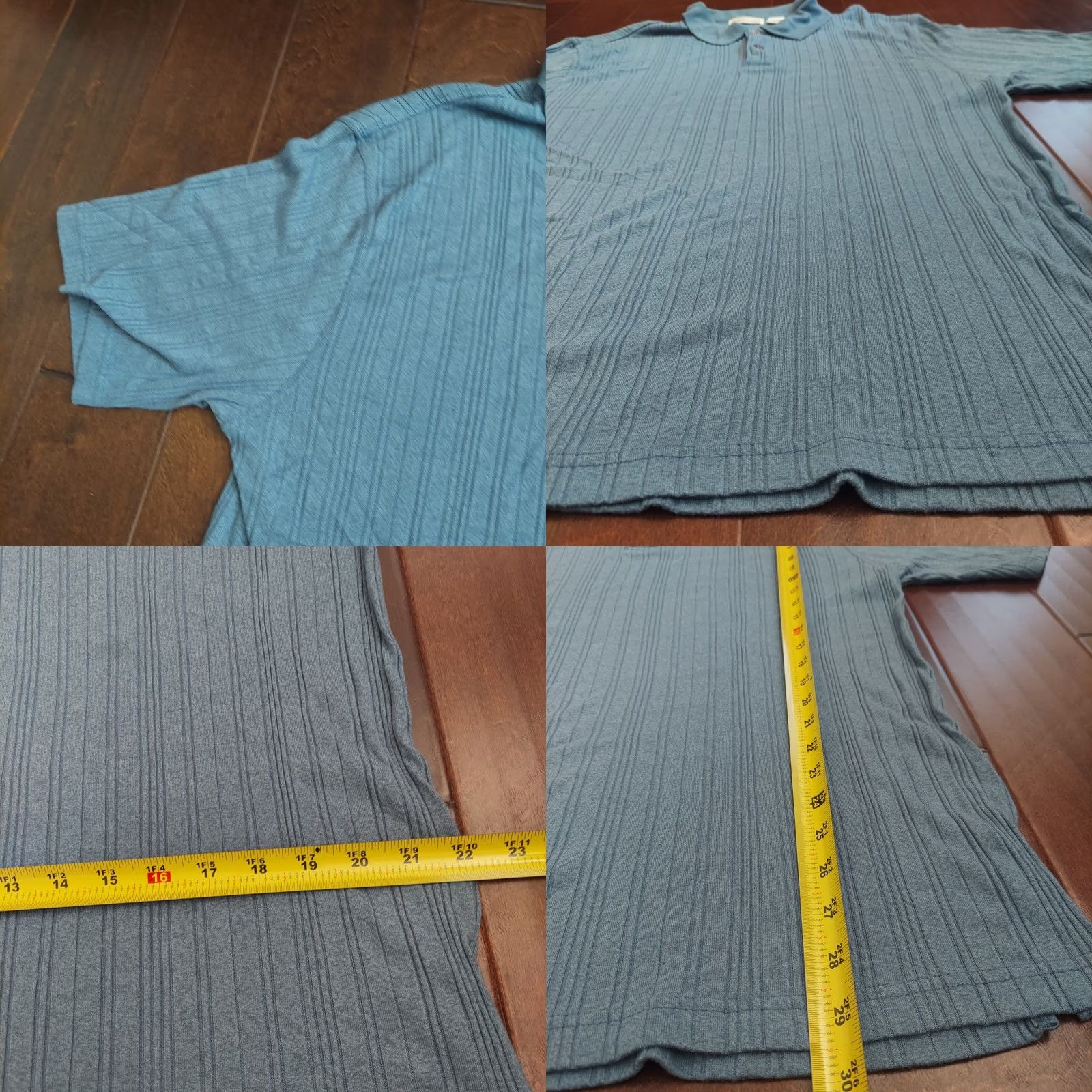 Vintage Methode Polo Shirt - Shirt - Men - 2XL - Blue - Short Sleeve - Button - Collared - Ribbed - Polyester Rayon - Classic, Golf - All Seasons - Easy Care Size US XXL / EU 58 / 5 - 8 Thumbnail