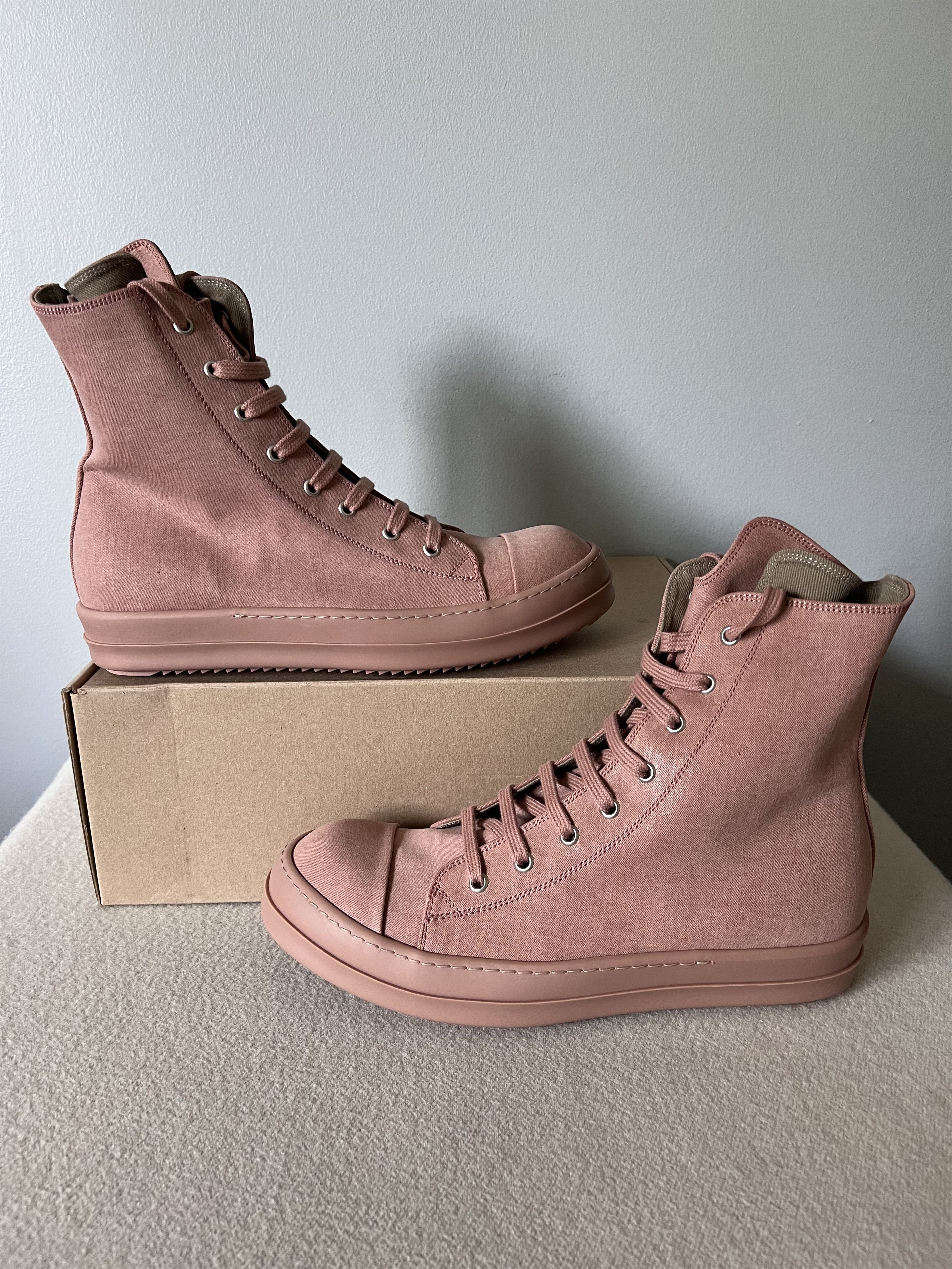Rick Owens Drkshdw Rick Owens DRKSHDW Ramones in Dark Pink Denim Size US 9 / EU 42 - 2 Thumbnail