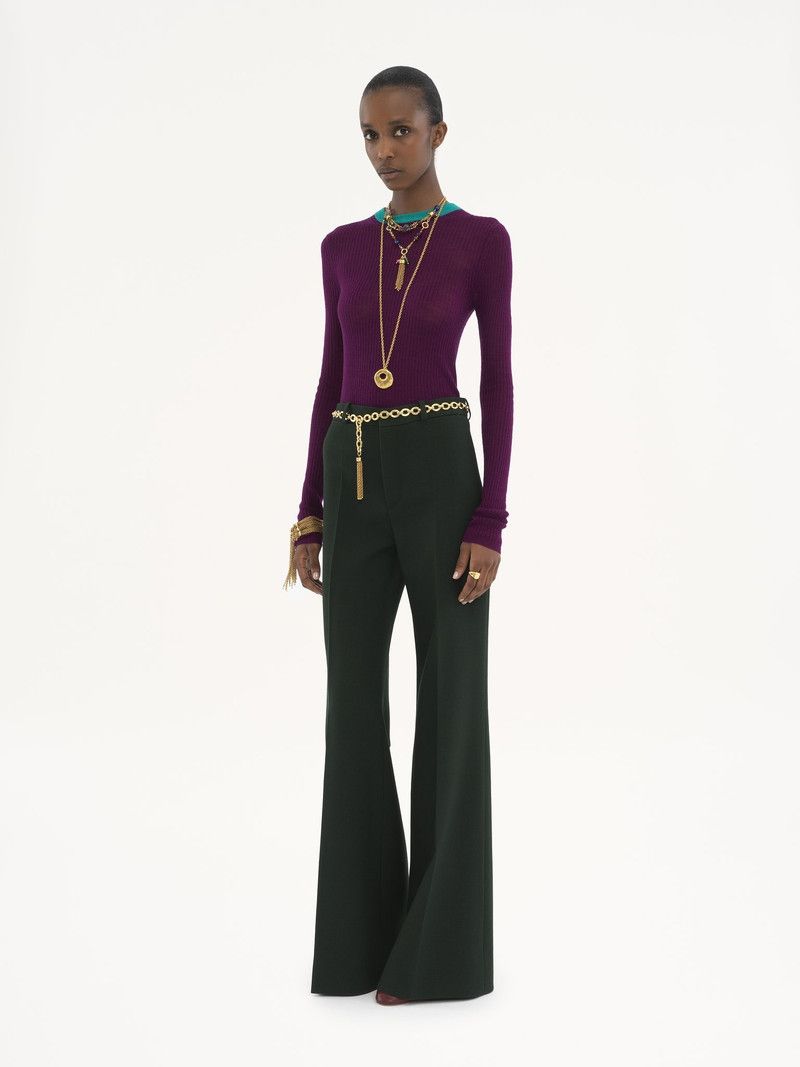 Chloe o1loc1c10326 Flared Tailored Pant in Nightful Green Size 26" / US 2 / IT 38 - 2 Thumbnail