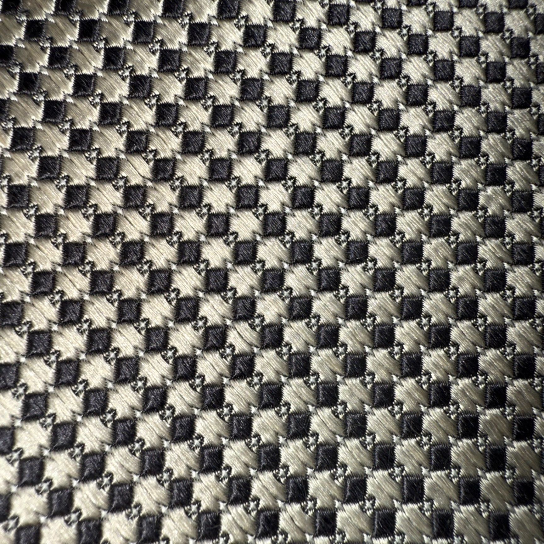 Vintage Bruno Piattelli Dark Gray & Cream Geometric Checkered Silk Tie Handmade Men 57-60" Size ONE SIZE - 3 Thumbnail