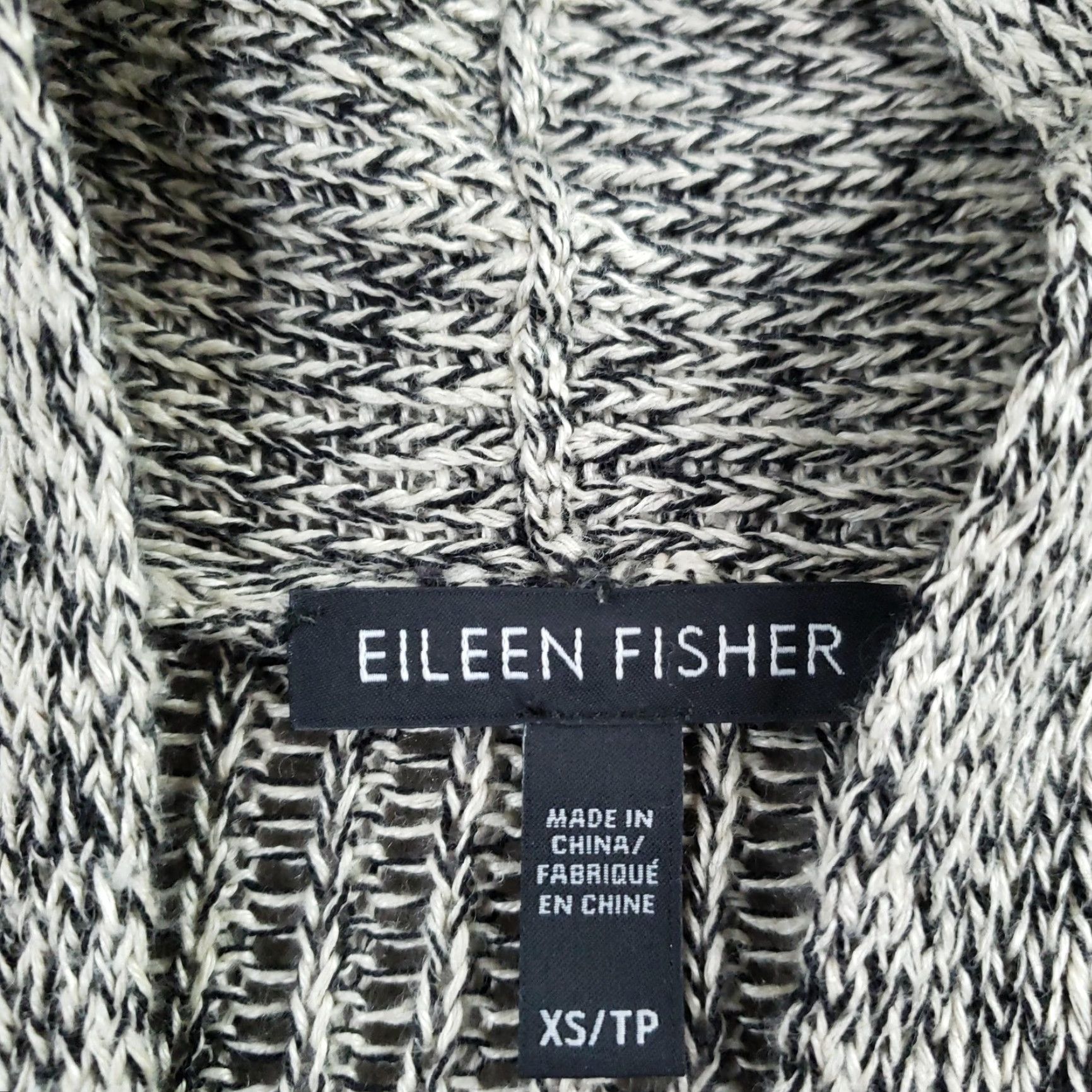 Eileen Fisher Eileen Fisher Cardigan Womens XS Black Beige Open Front Linen Loose Knit Size XS / US 0-2 / IT 36-38 - 5 Thumbnail