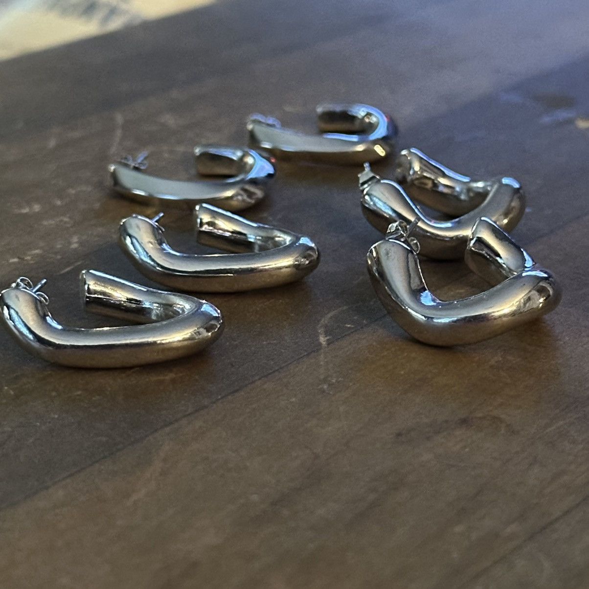 Other Set of three silver tone chunky link hoop earrings Size ONE SIZE - 2 Thumbnail