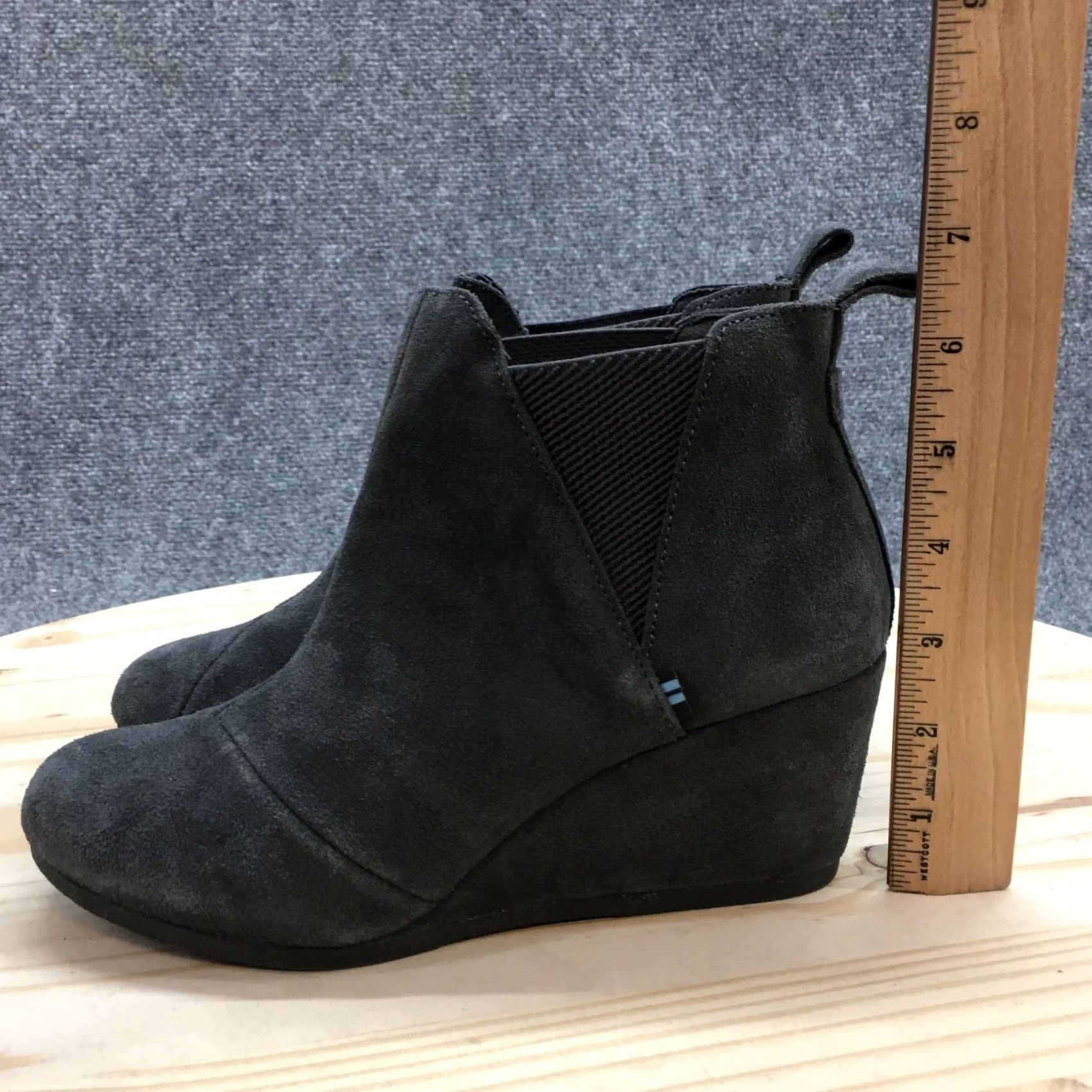 Toms TOMS Boots Womens 8 Kelsey Ankle Wedge Booties Gray Suede Pull On Size US 8 / IT 38 - 7 Thumbnail