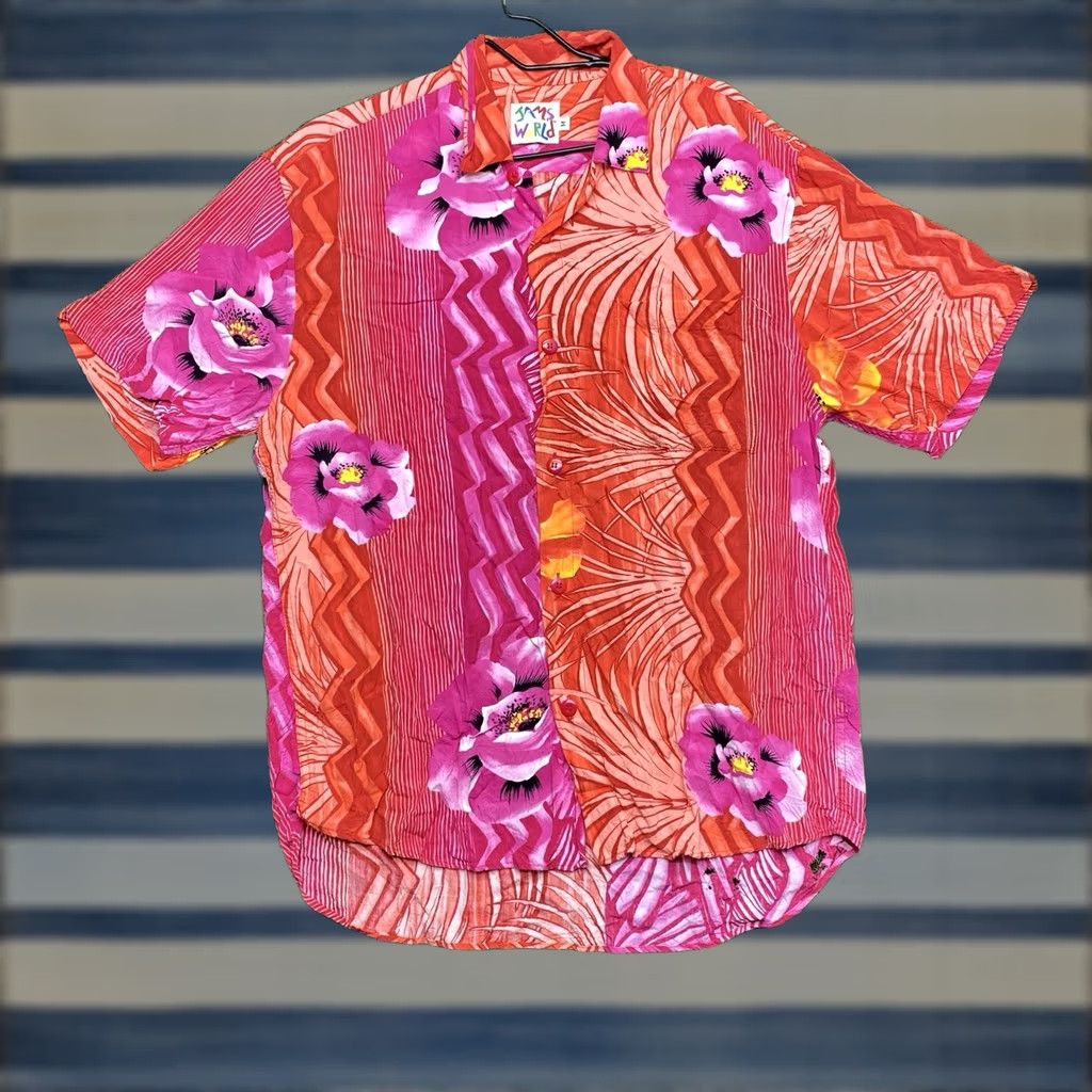 Jams World Jams World Shirt Mens Medium Abstract Flower Hawaiian Trippy Button True Vintage Size US M / EU 48-50 / 2 - 1 Thumbnail