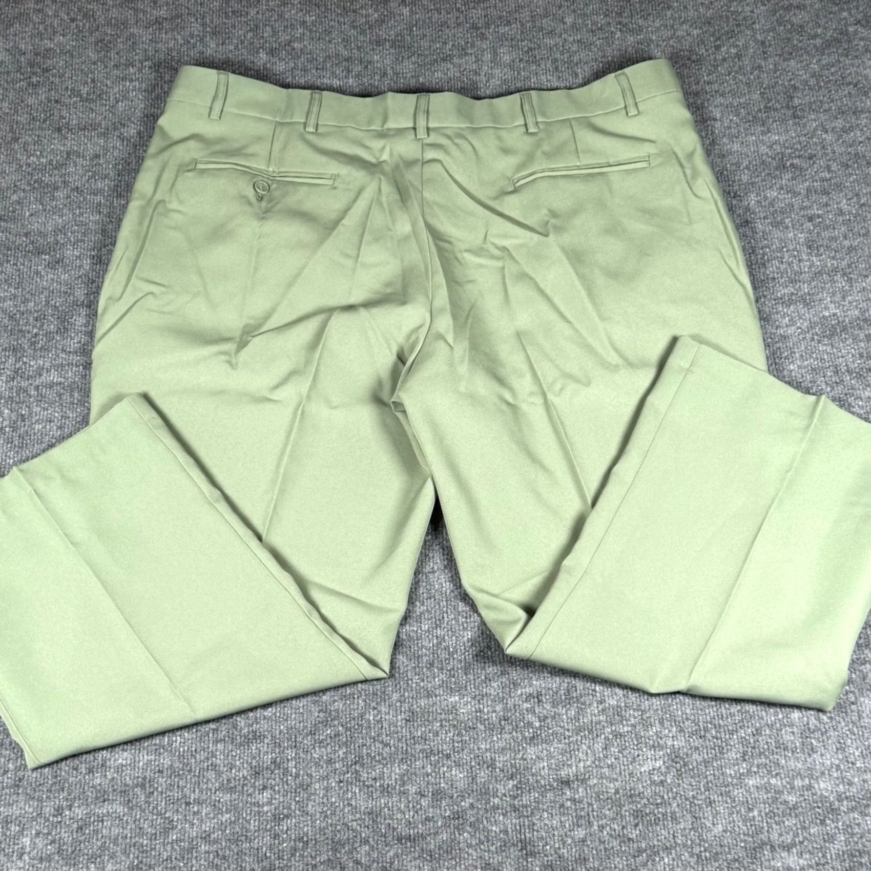 Haband VINTAGE Haband Dress Pants Men 44x28.25 Green Flat Front Easy Care Wrinkle Resistant Professional Workwear Long Retro 80s Size US 44 / EU 60 - 3 Thumbnail
