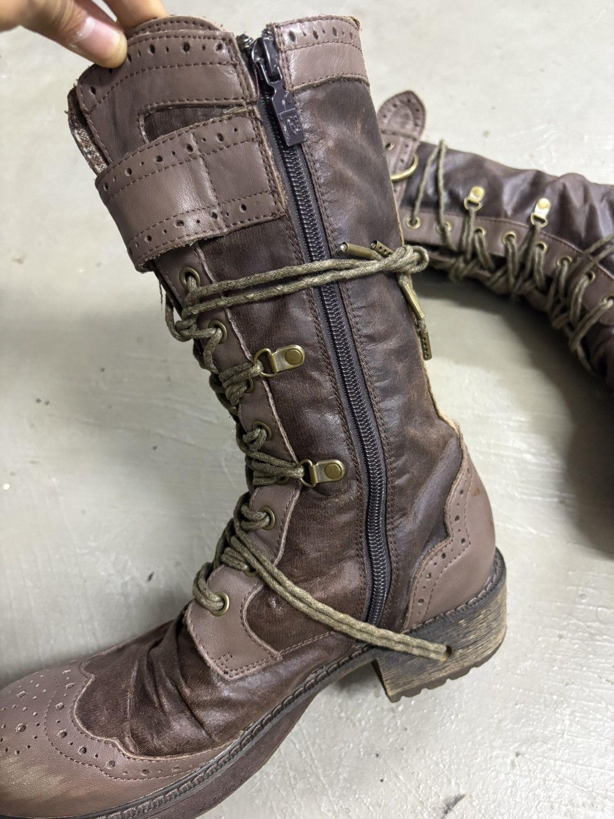 Alfredo Bannister Yosuke Dirk Bikkembergs style lace trough heel leather boots Size US 7.5 / EU 40-41 - 14 Thumbnail
