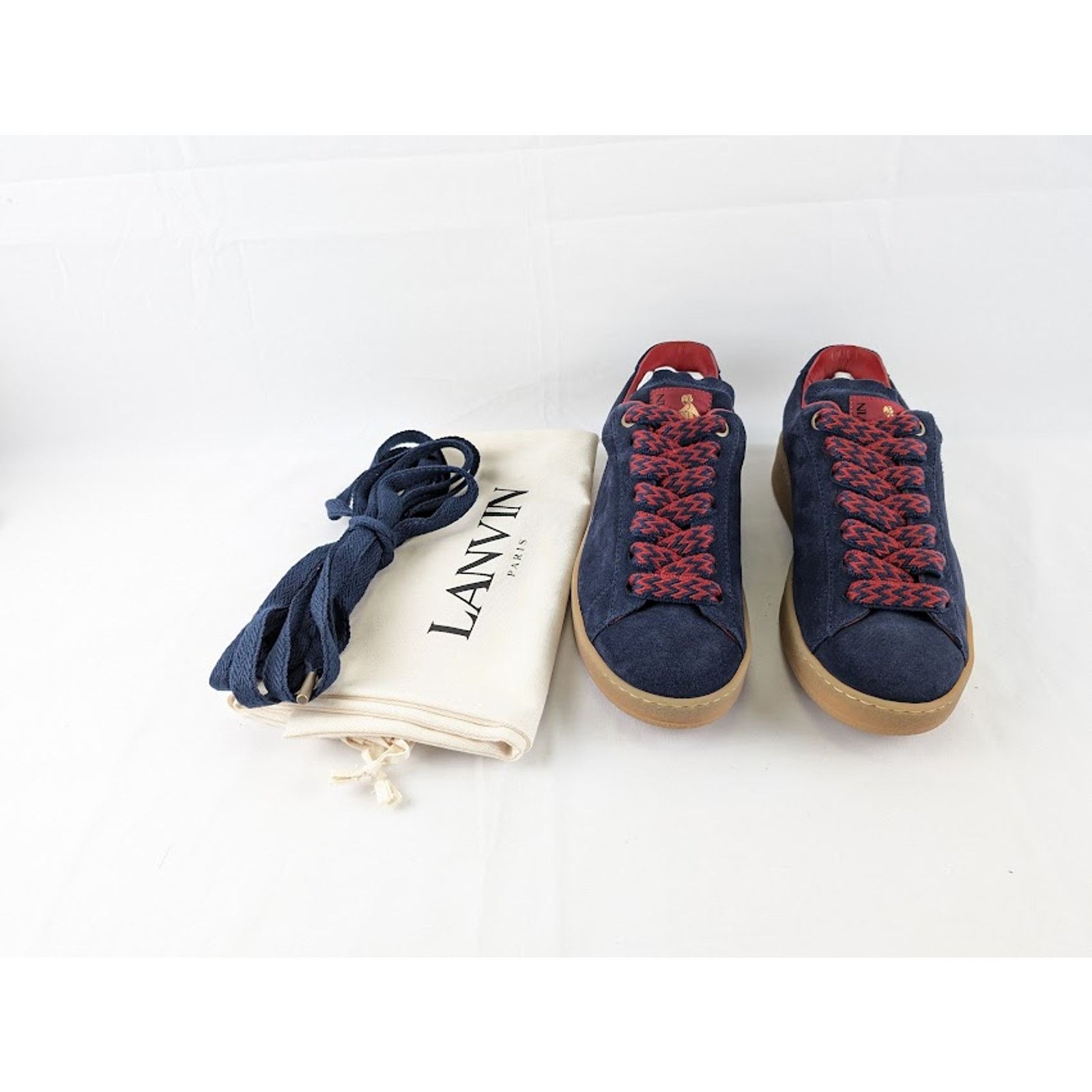 Lanvin o1rshd1 Lite Curb Low Top Sneakers in Navy Blue/Red Size US 7 / EU 40 - 10 Thumbnail