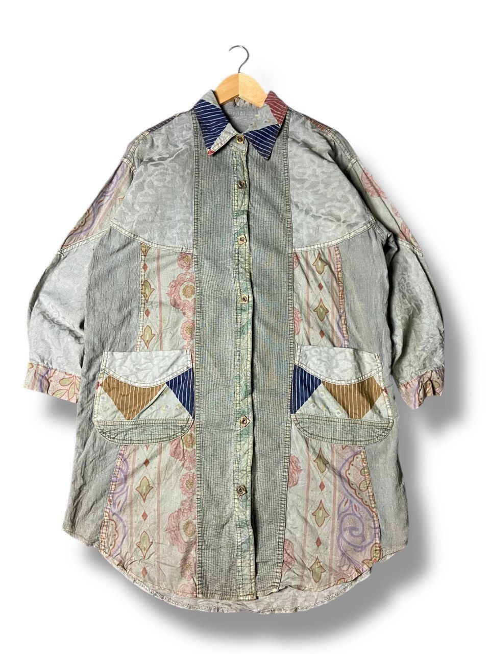 Japanese Brand Japanese Brand Patchwork Pattern Button Up Shirt (137) Size US S / EU 44-46 / 1 - 1 Thumbnail