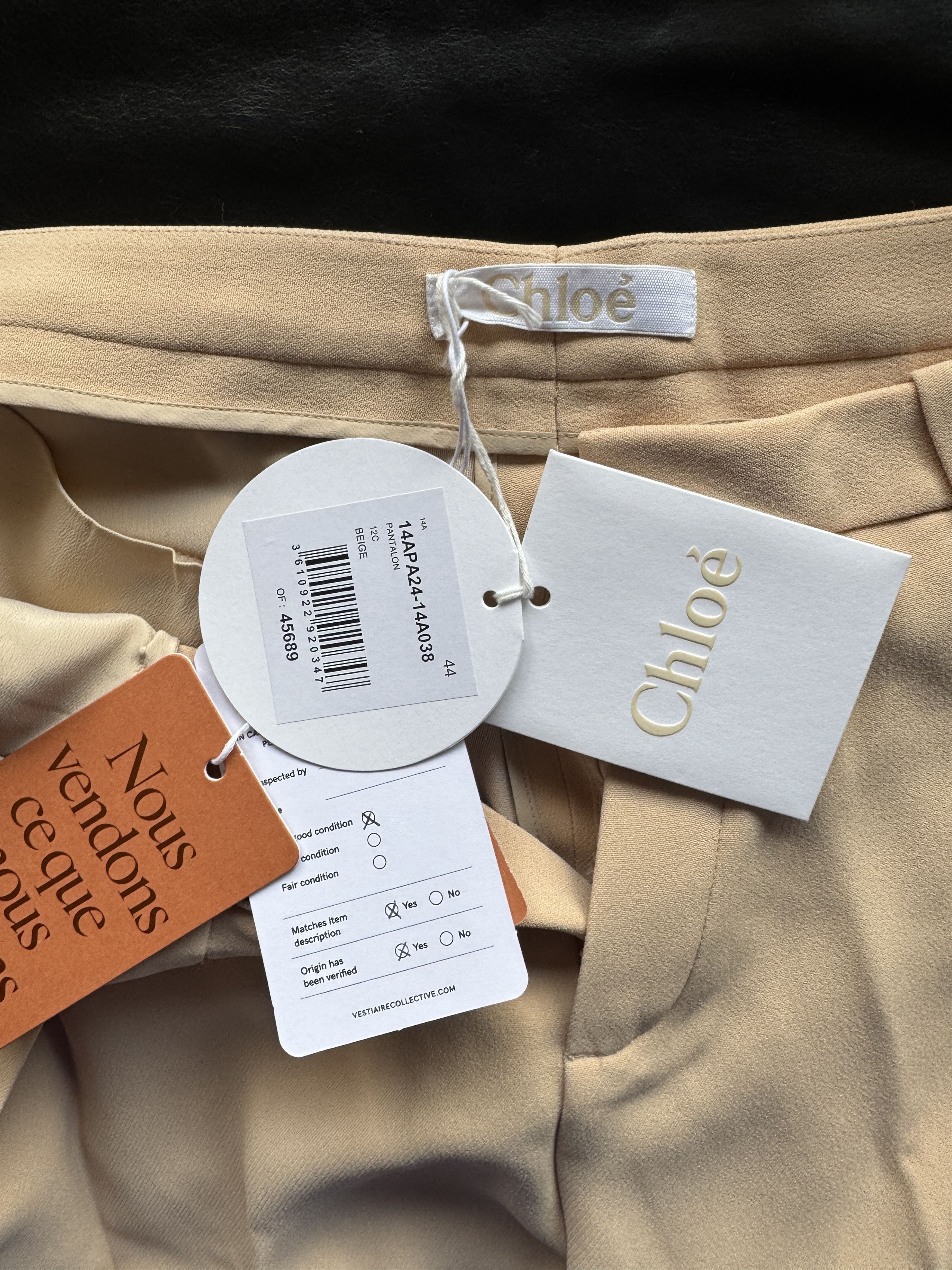 Chloe Beige Side-Stripe Trousers Size 30" / US 8 / IT 44 - 8 Thumbnail