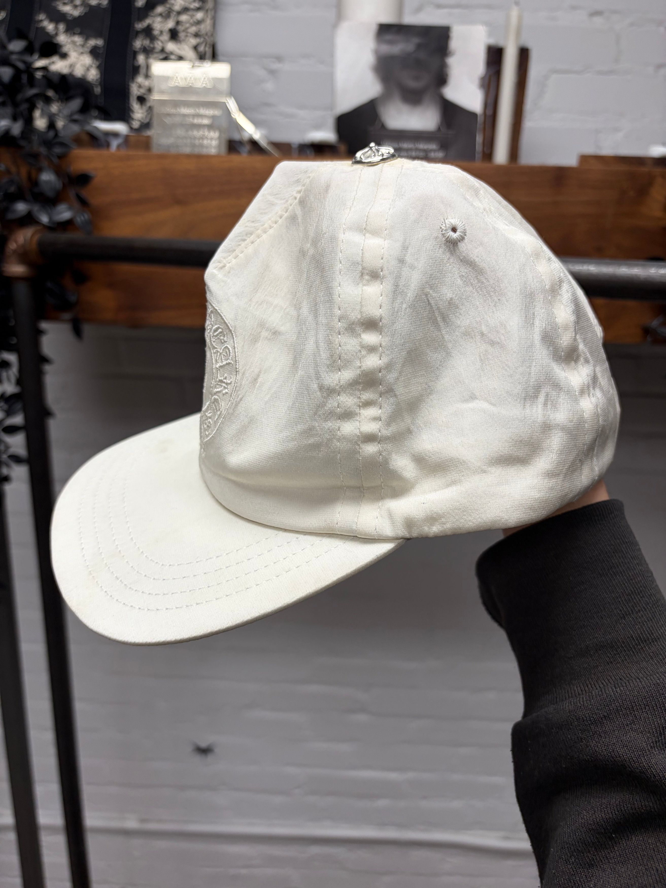 Chrome Hearts Chrome Hearts x Bella Hadid White Silk/Leather Strap Snap-Back Hat Size ONE SIZE - 2 Thumbnail