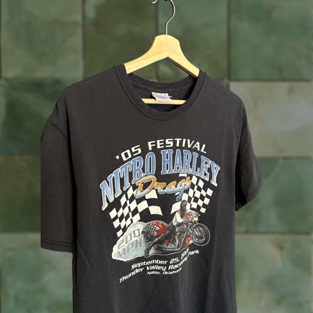 Harley Davidson Harley-Davidson T-Shirt Black Medium Y2K Nitro Drag Motorcycle Racing Tee Shirt Men M Size US M / EU 48-50 / 2 - 1 Thumbnail