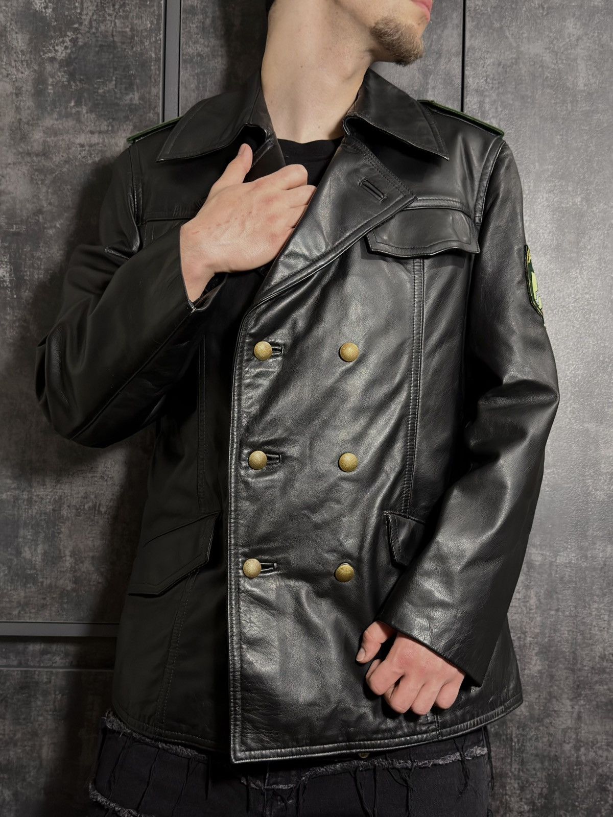 Vintage Crazy Vintage 80s Polizei Leather Jacket Schott Hussar Raf Size US L / EU 52-54 / 3 - 6 Thumbnail