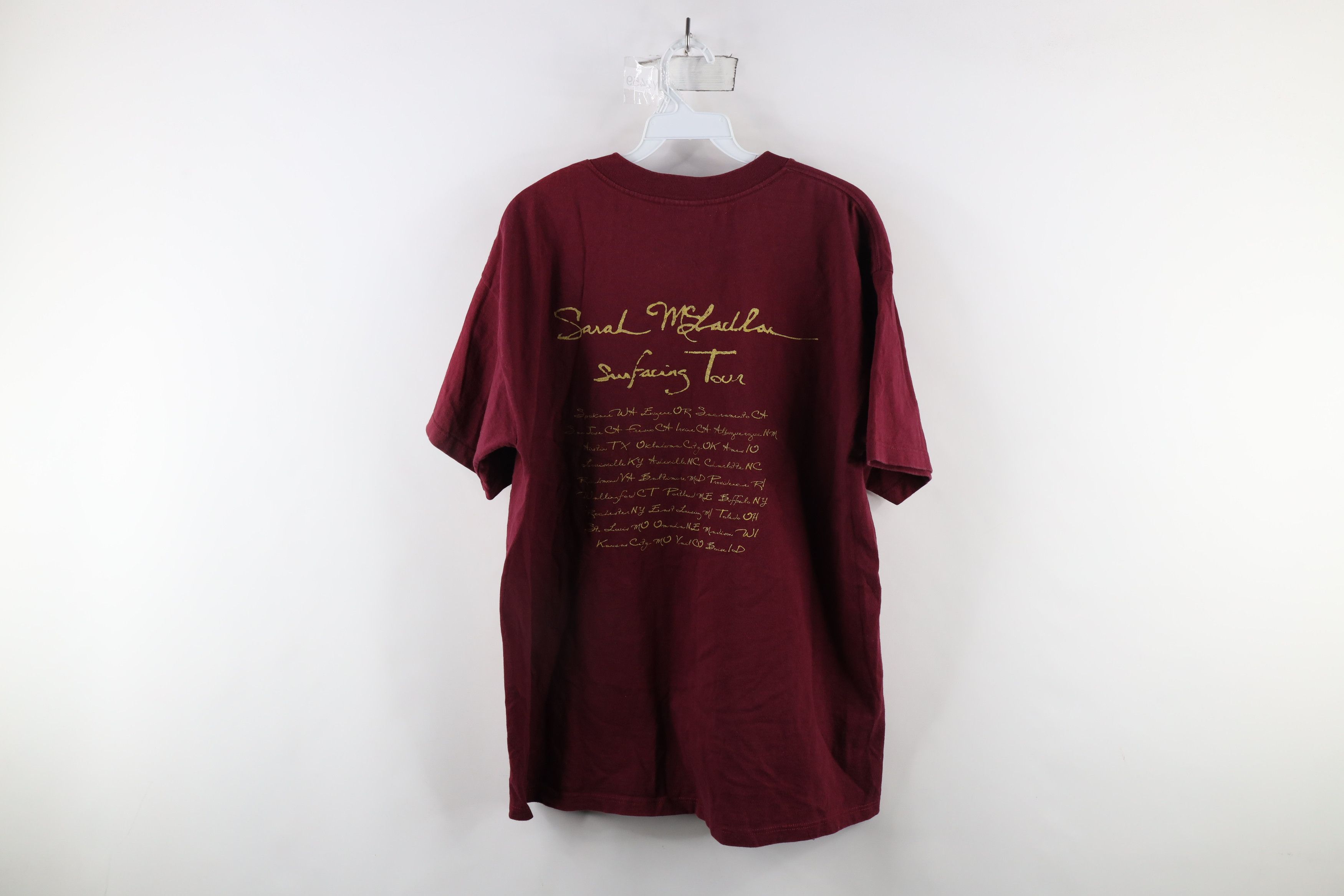 Vintage Vintage 90s Tour Sarah McLachlan Band T-Shirt Red Cotton Size US L / EU 52-54 / 3 - 10 Thumbnail