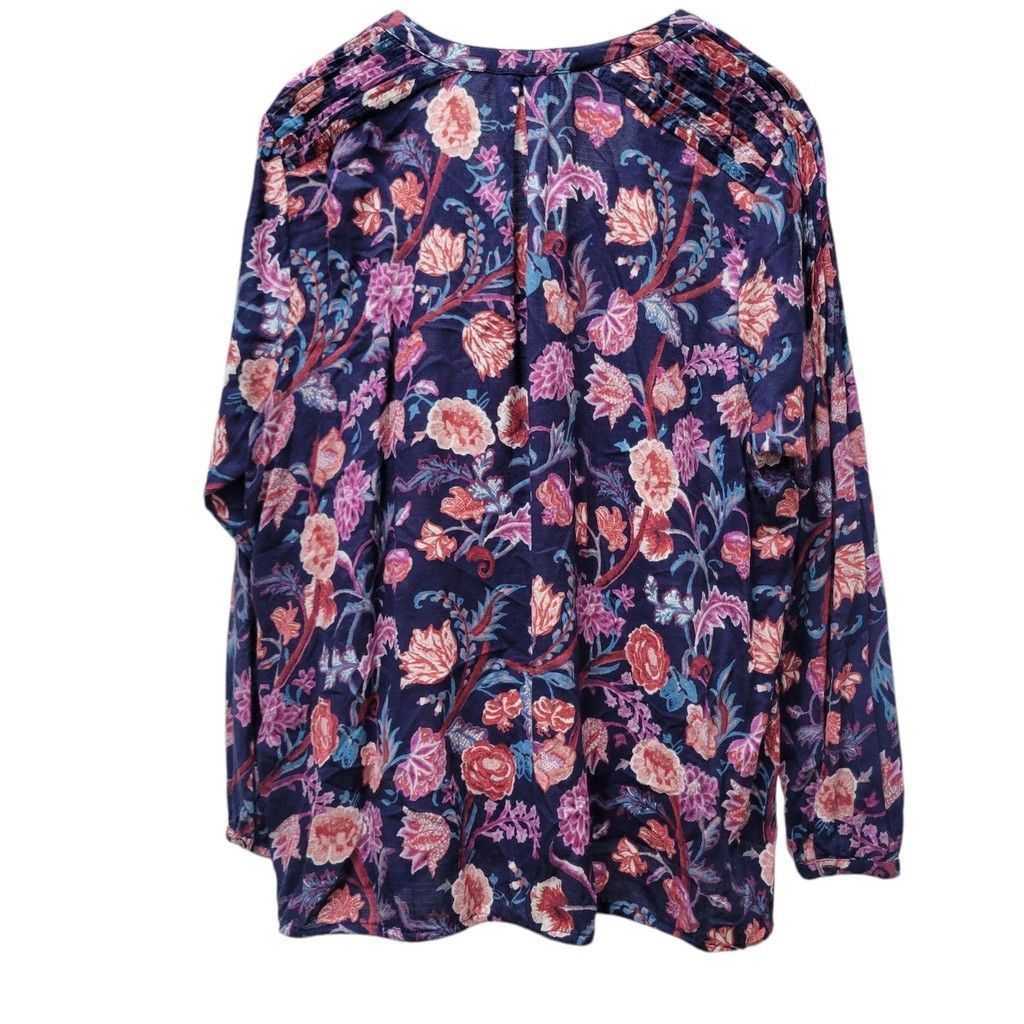 Lucky Brand Lucky Brand Sz XL Top Blouse Shirt Blue Floral Print Tassel Size XL / US 12-14 / IT 48-50 - 2 Thumbnail