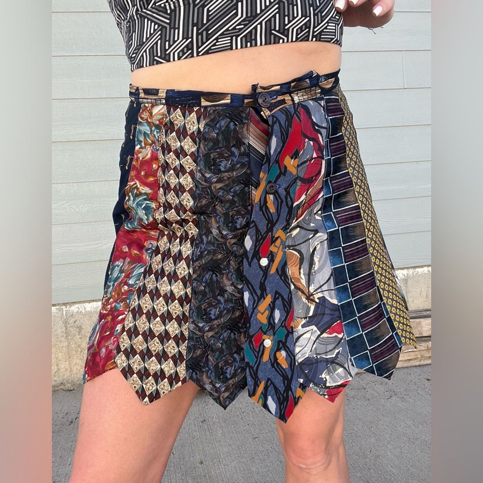 Vintage Custom Upcycled Vintage Necktie Skirt MEDIUM Size 28" / US 6 / IT 42 - 1 Thumbnail