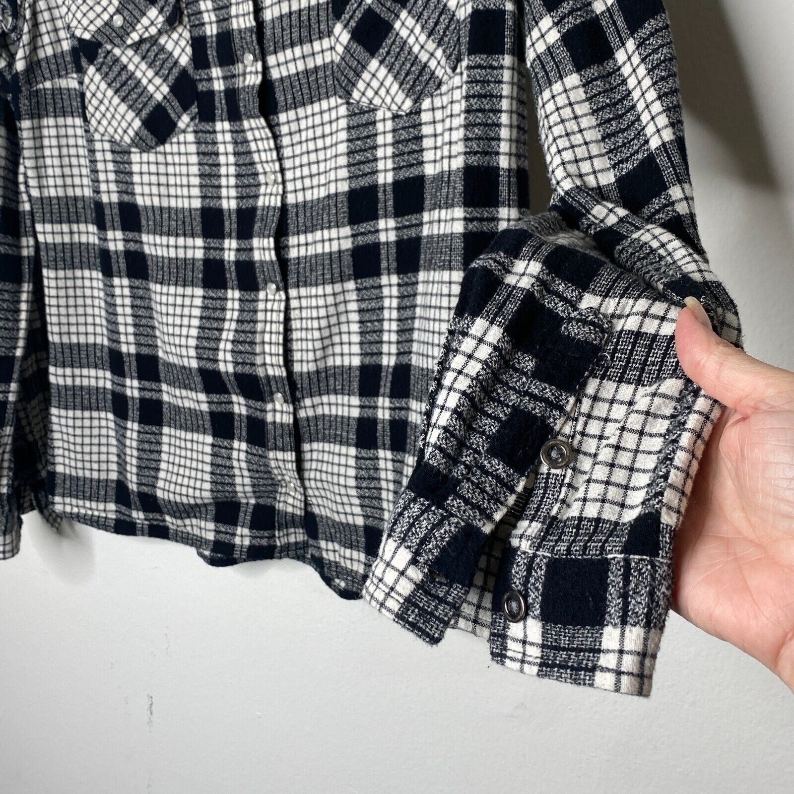 Other Lovestitch Long Sleeve Black White Plaid Flannel Shirt S Size XS / US 0-2 / IT 36-38 - 3 Thumbnail
