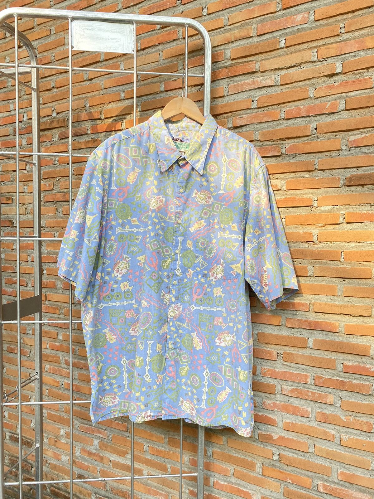 image of Reyn Spooner Printed Fish Hawaii Shirt in Blue, Men's (Size 2XL)