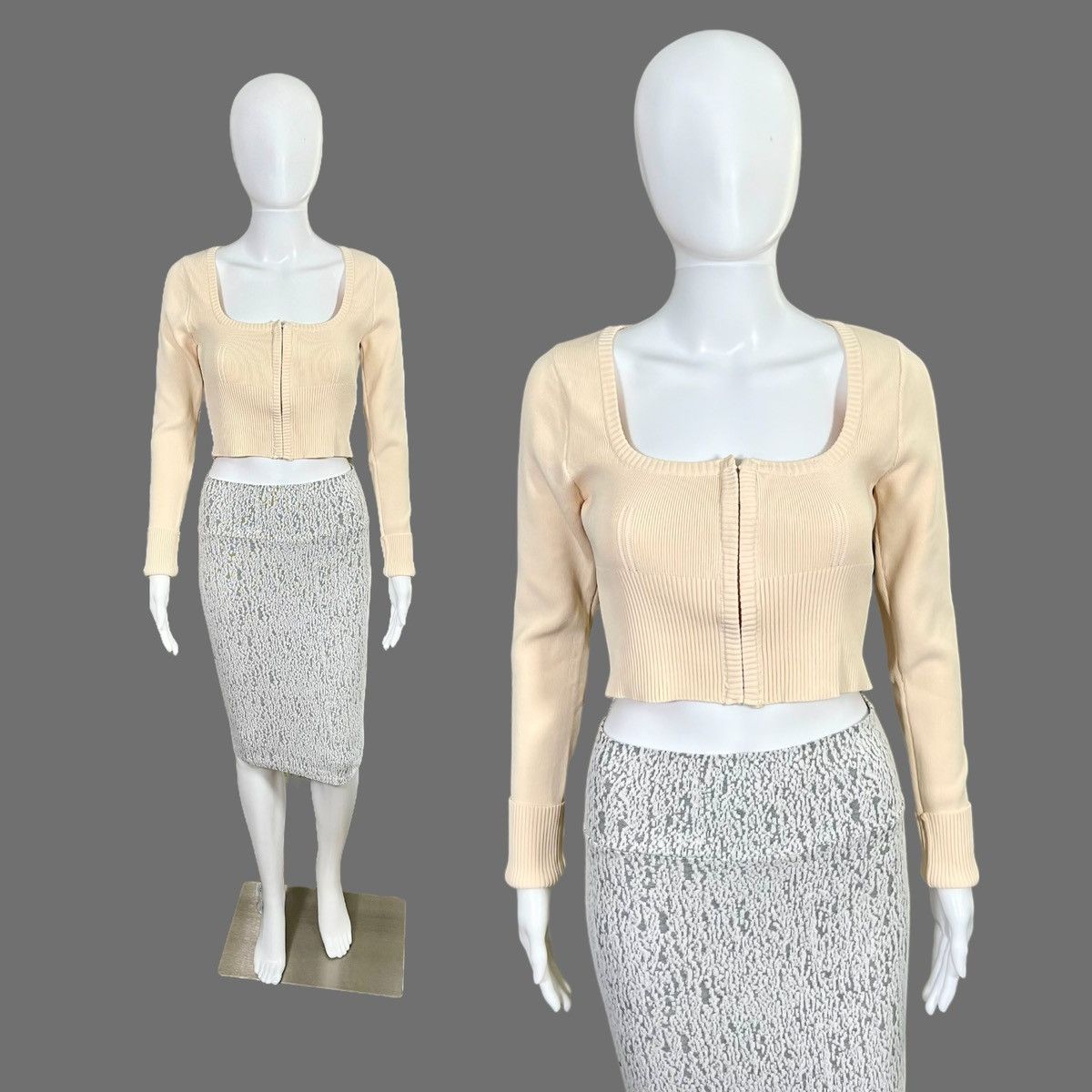 Other Emory Park Long Sleeve Crop Top Beige Corset Closure Sz M Size M / US 6-8 / IT 42-44 - 7 Thumbnail